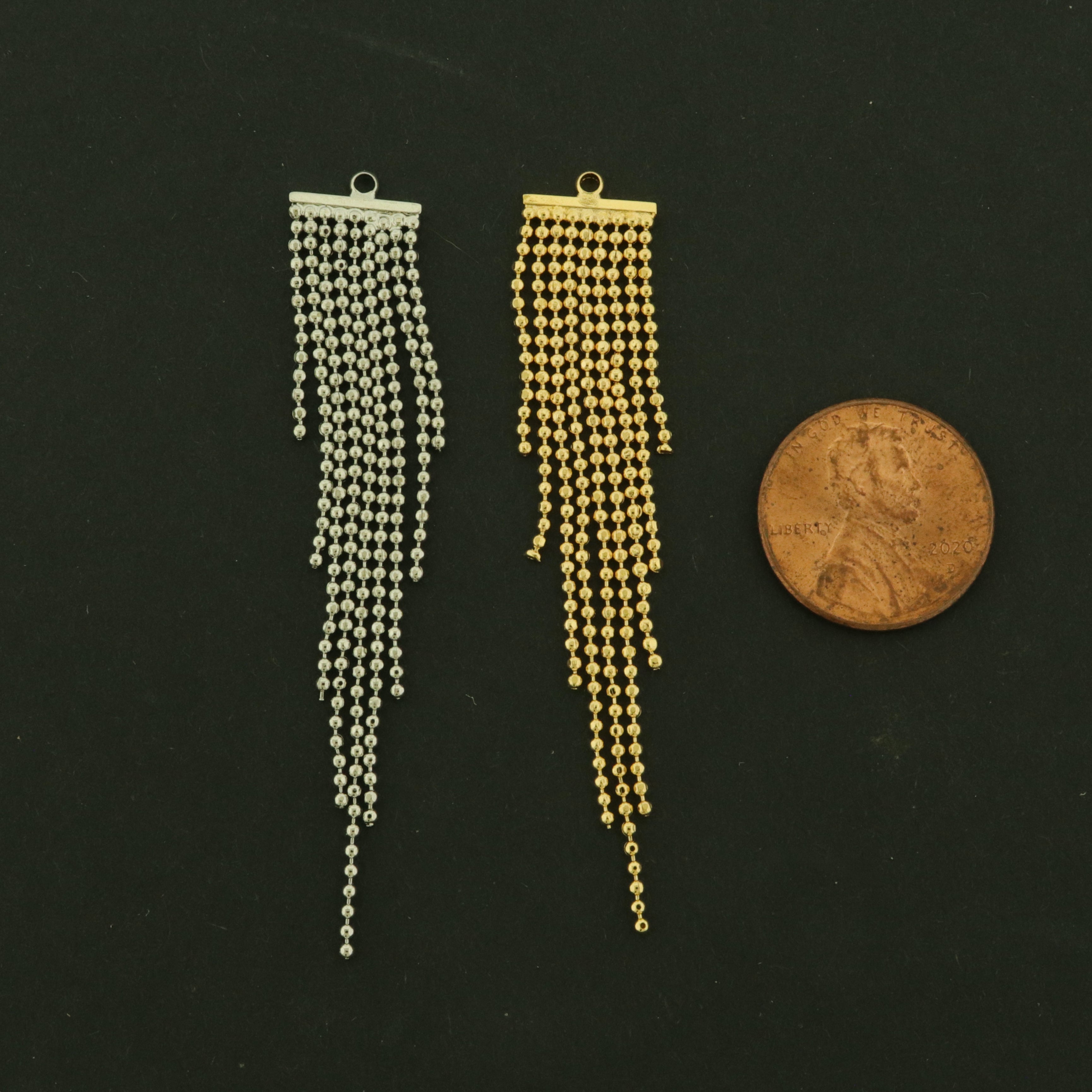 14k Tassel Style Pendants - Ball Chain - 1 Pair - Choose Your Tone!