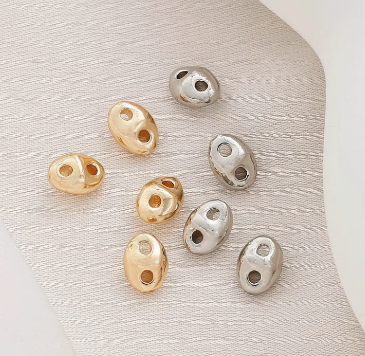 14k Two Hole Spacer Bead - Pig Nose Style - 4 Beads - Choose Your Tone!