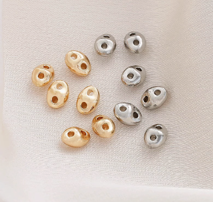 14k Two Hole Spacer Bead - Pig Nose Style - 4 Beads - Choose Your Tone!