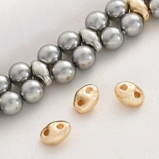 14k Two Hole Spacer Bead - Pig Nose Style - 4 Beads - Choose Your Tone!
