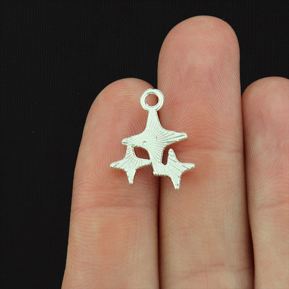 15 Breloques Triple Étoile Couleur Argent Vieilli - SC827