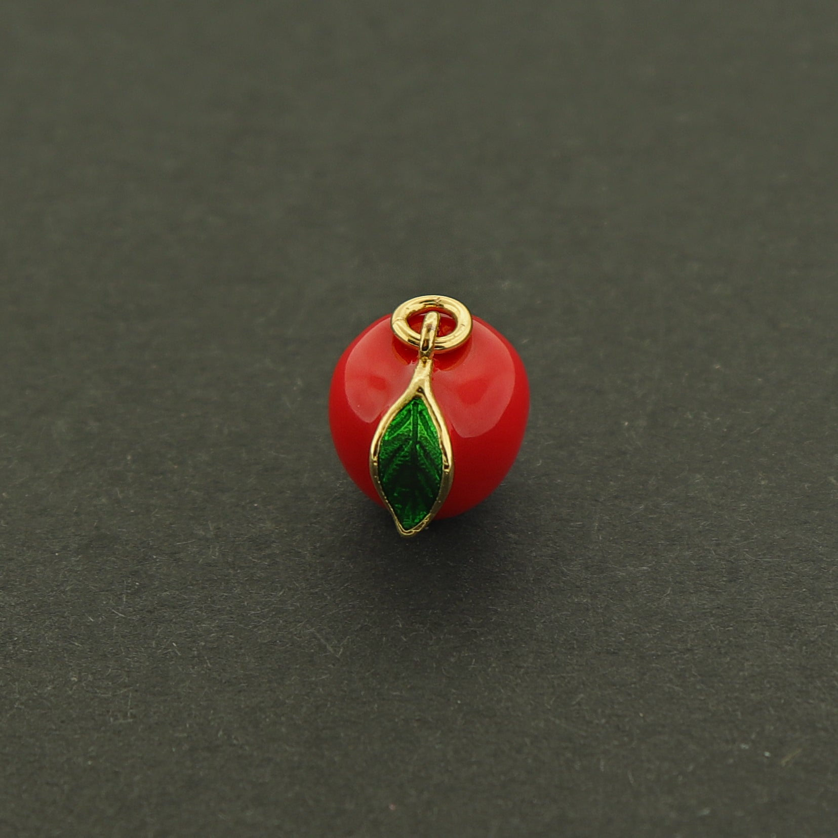 18k Apple Charm - Food Pendant - 18k Gold Plated Enamel Charm - GLD603
