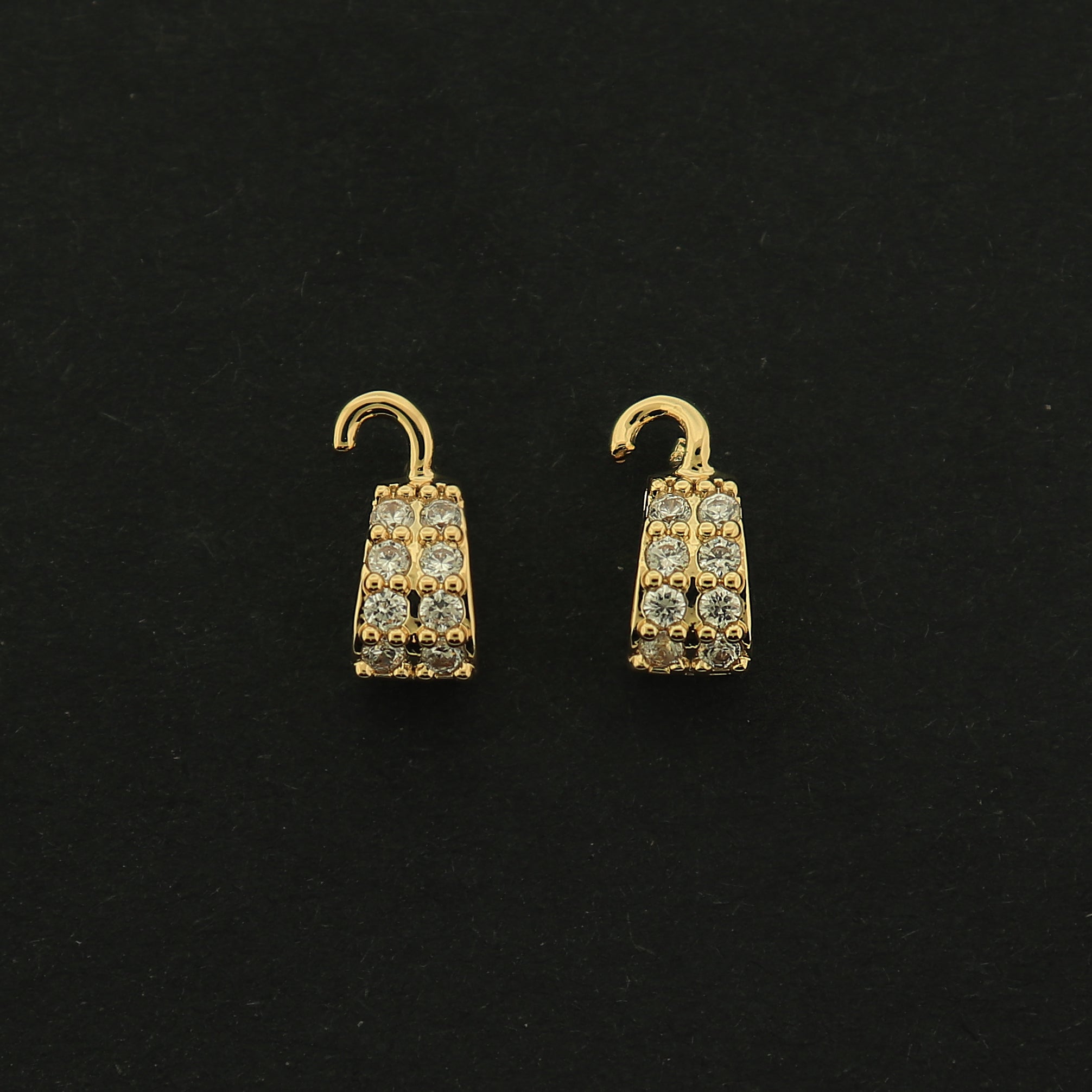 18k Bail with Rhinestones - 2 Bails - 18k Gold Plated Copper - GLD326