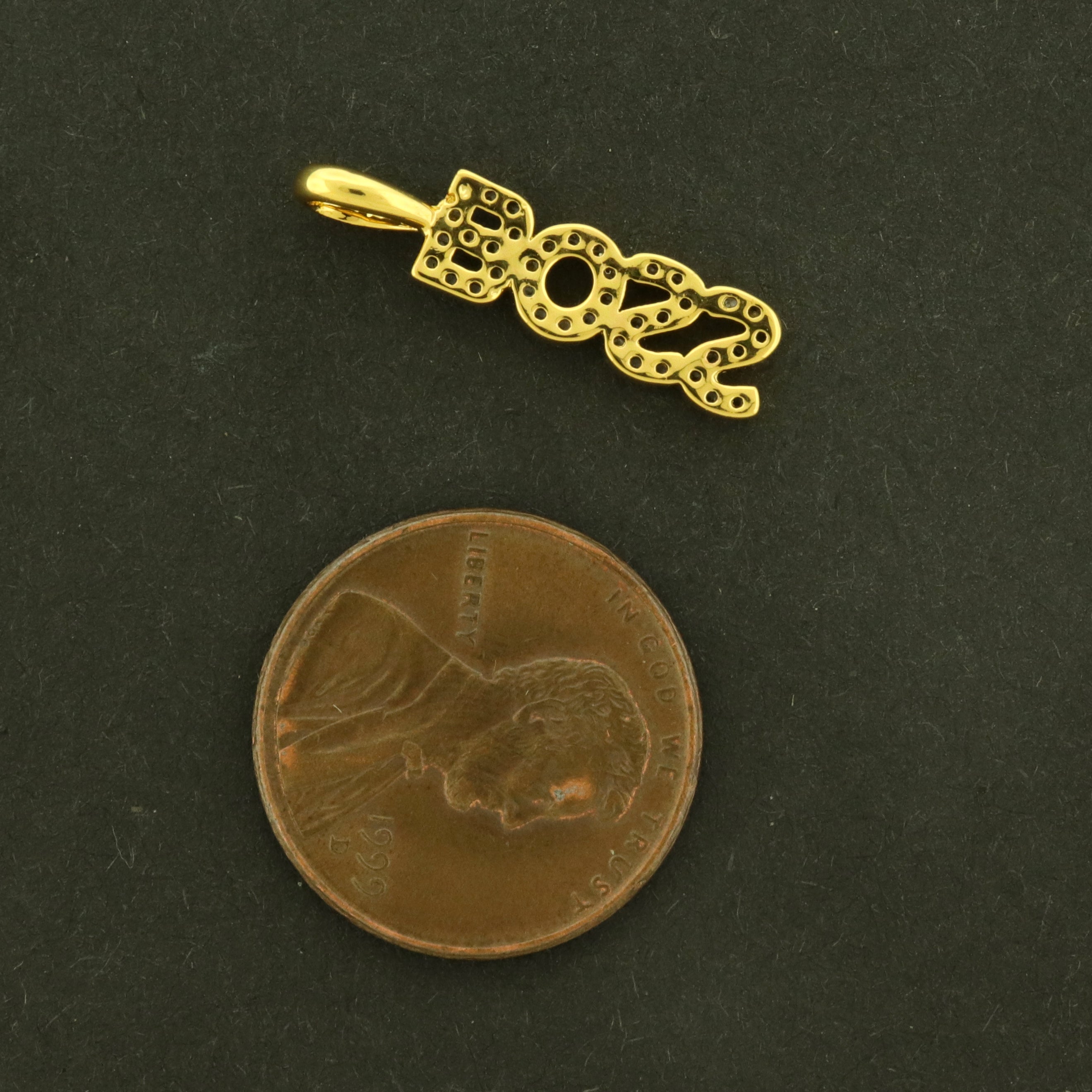 18k Boss Charm - 18k Gold Plated with Inset CZs - GLD1127