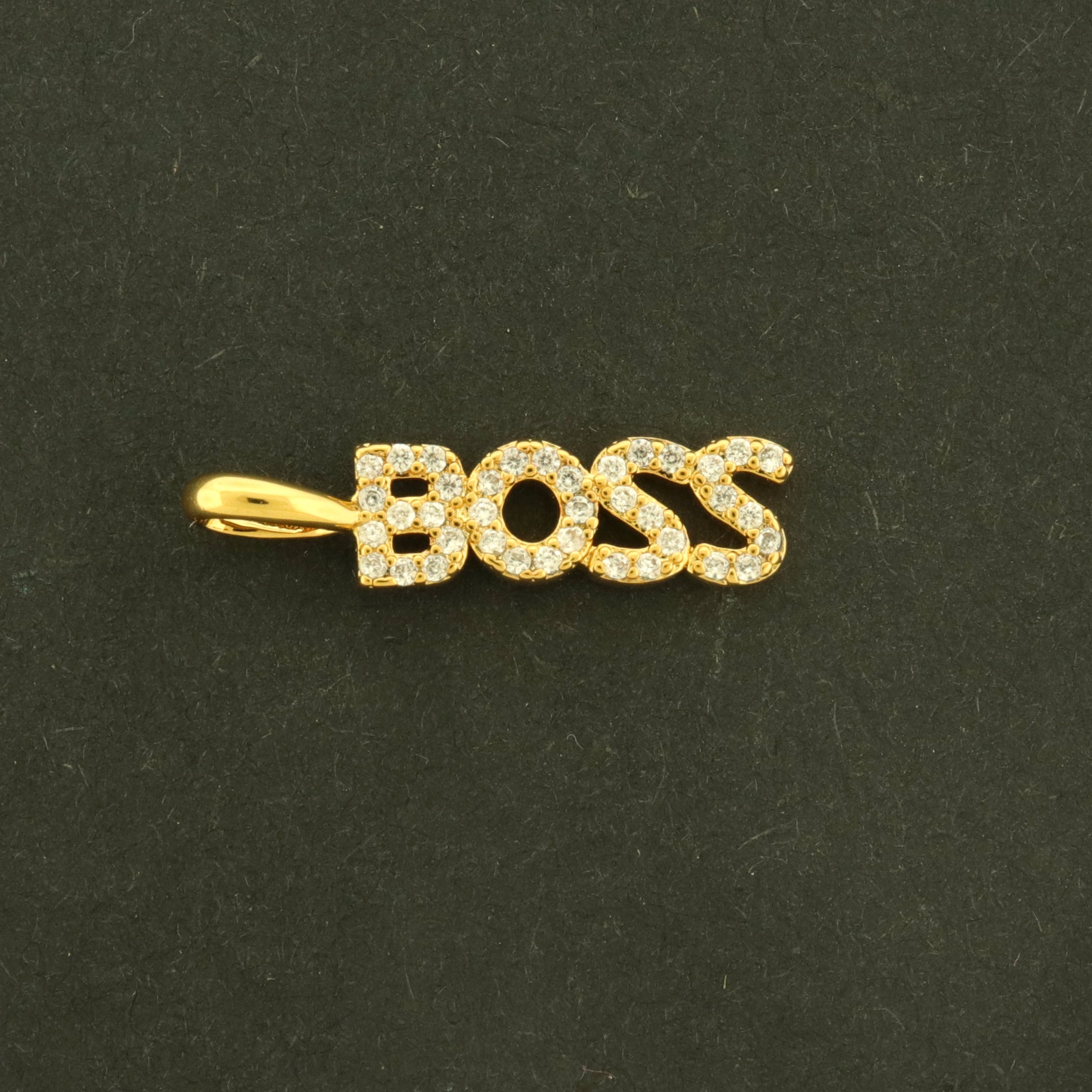 18k Boss Charm - 18k Gold Plated with Inset CZs - GLD1127