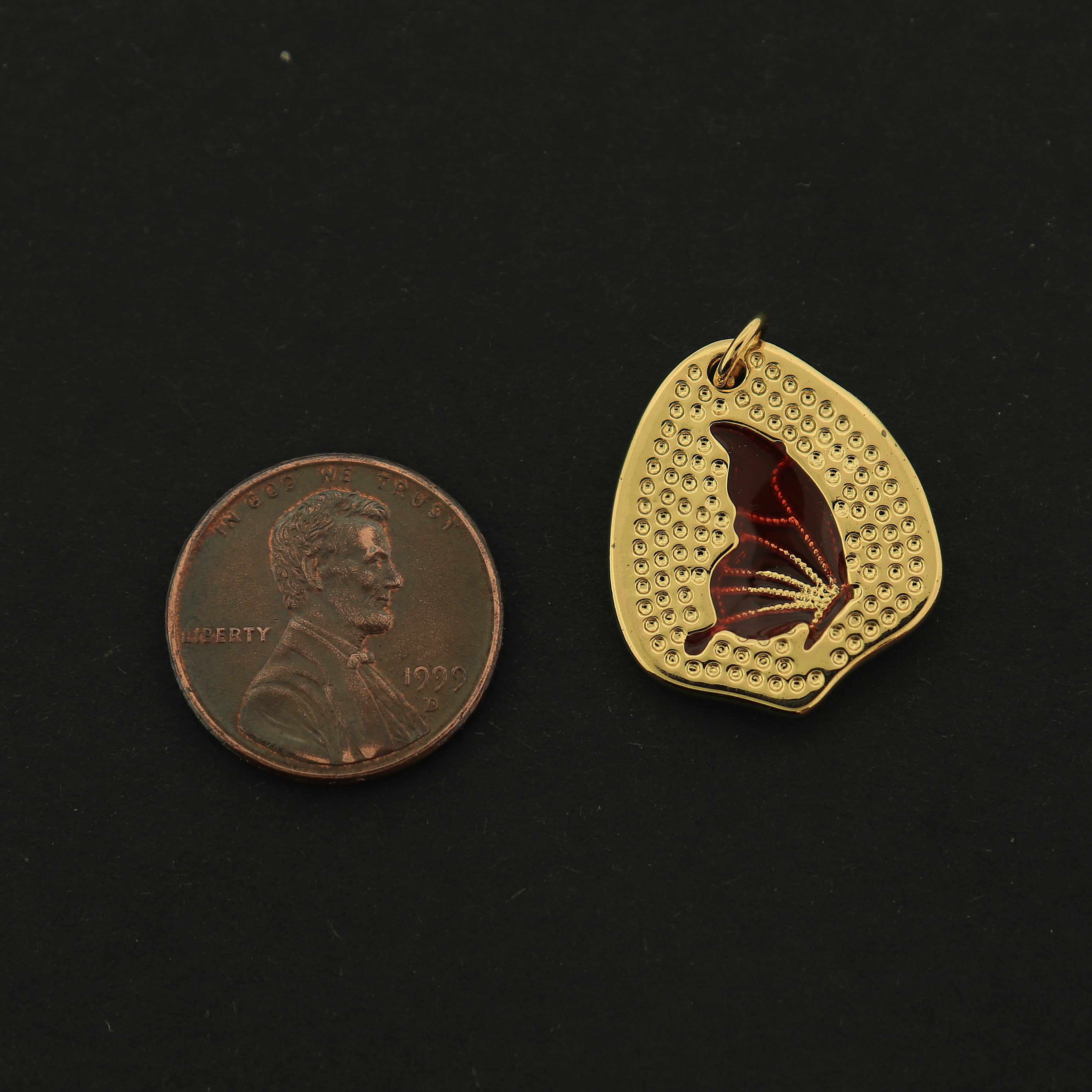 18k Butterfly Charm - Insect Pendant - 18k Gold Plated - GLD480