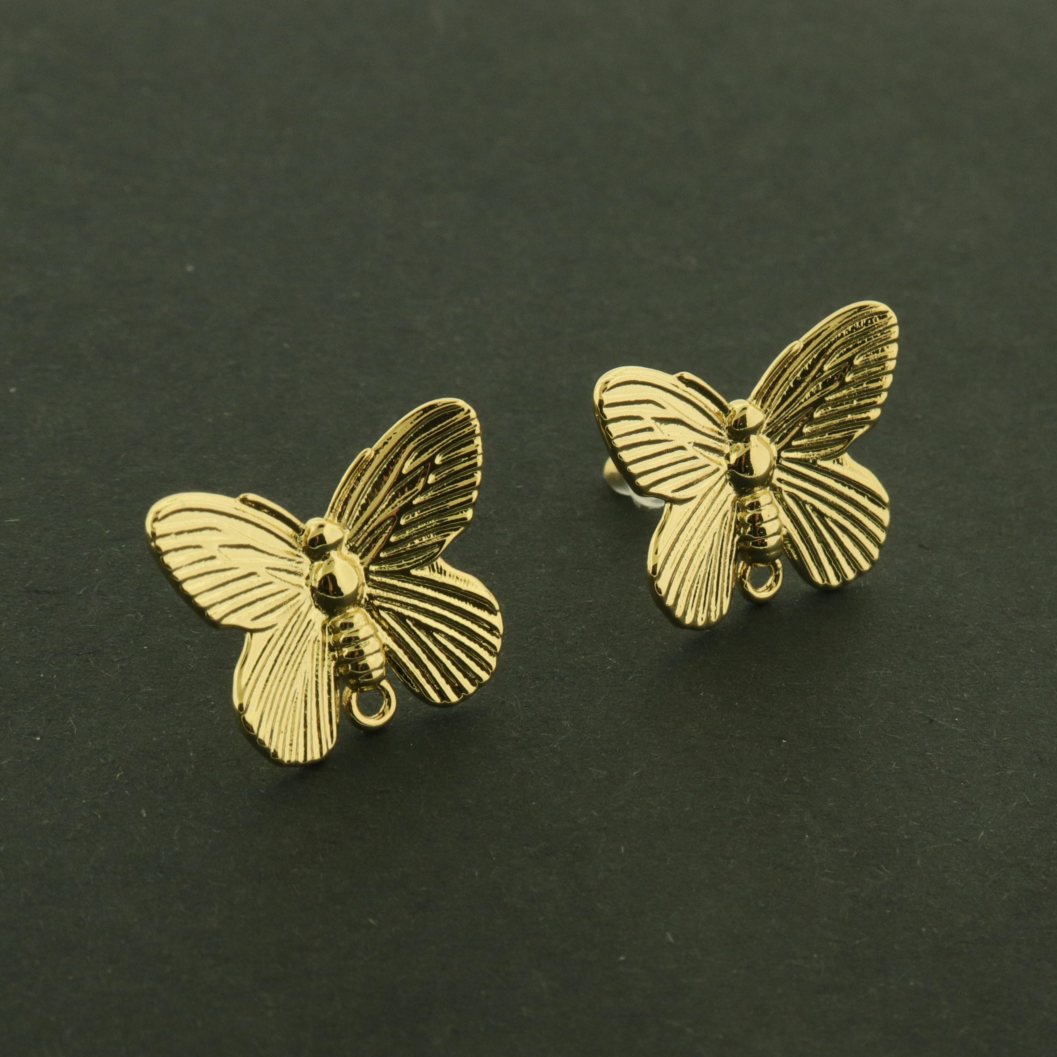 18k Butterfly Earring Studs - 18k Gold Plated Brass - GLD985
