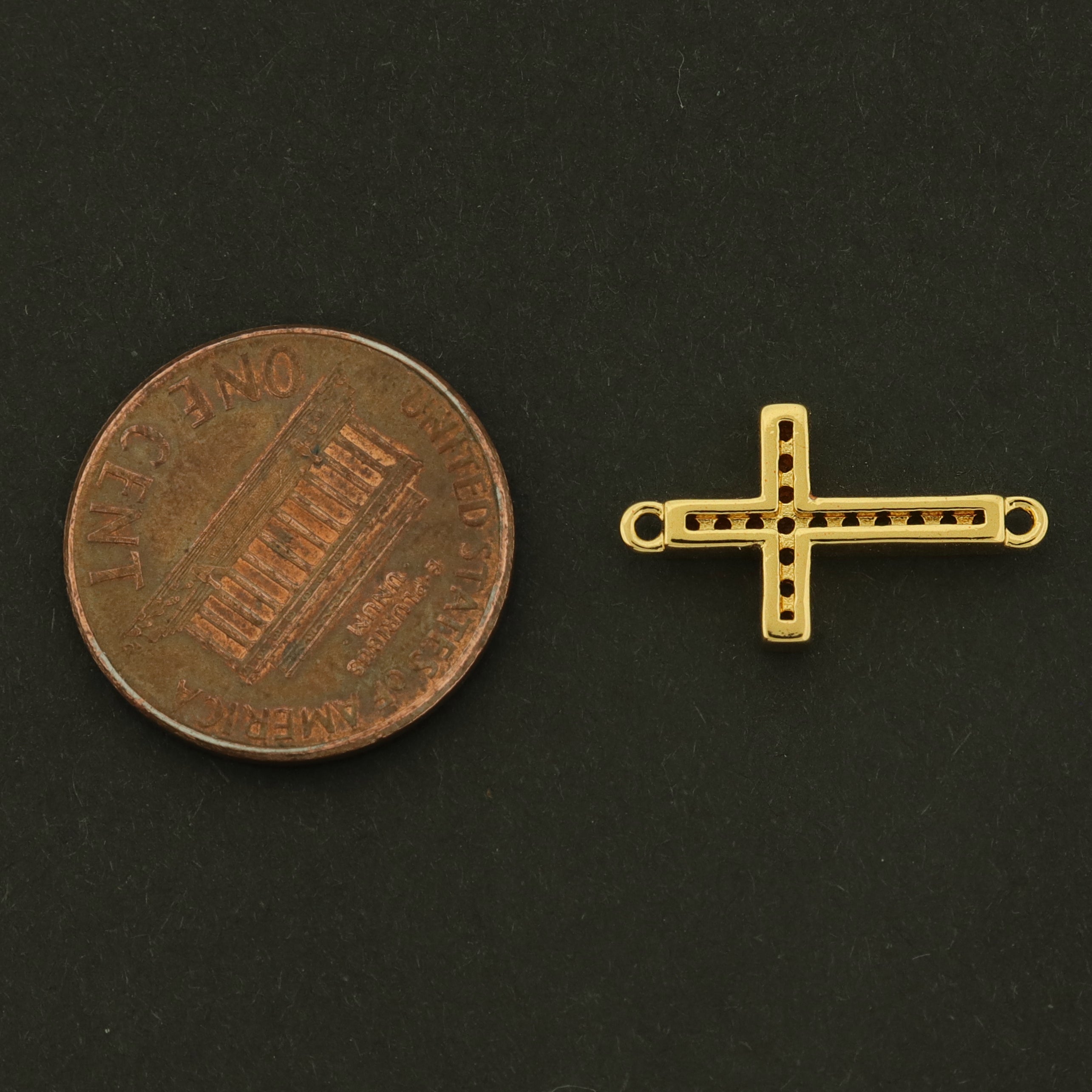 18k Cross Connector - Religious Charm - 18k Gold Plated - GLD785