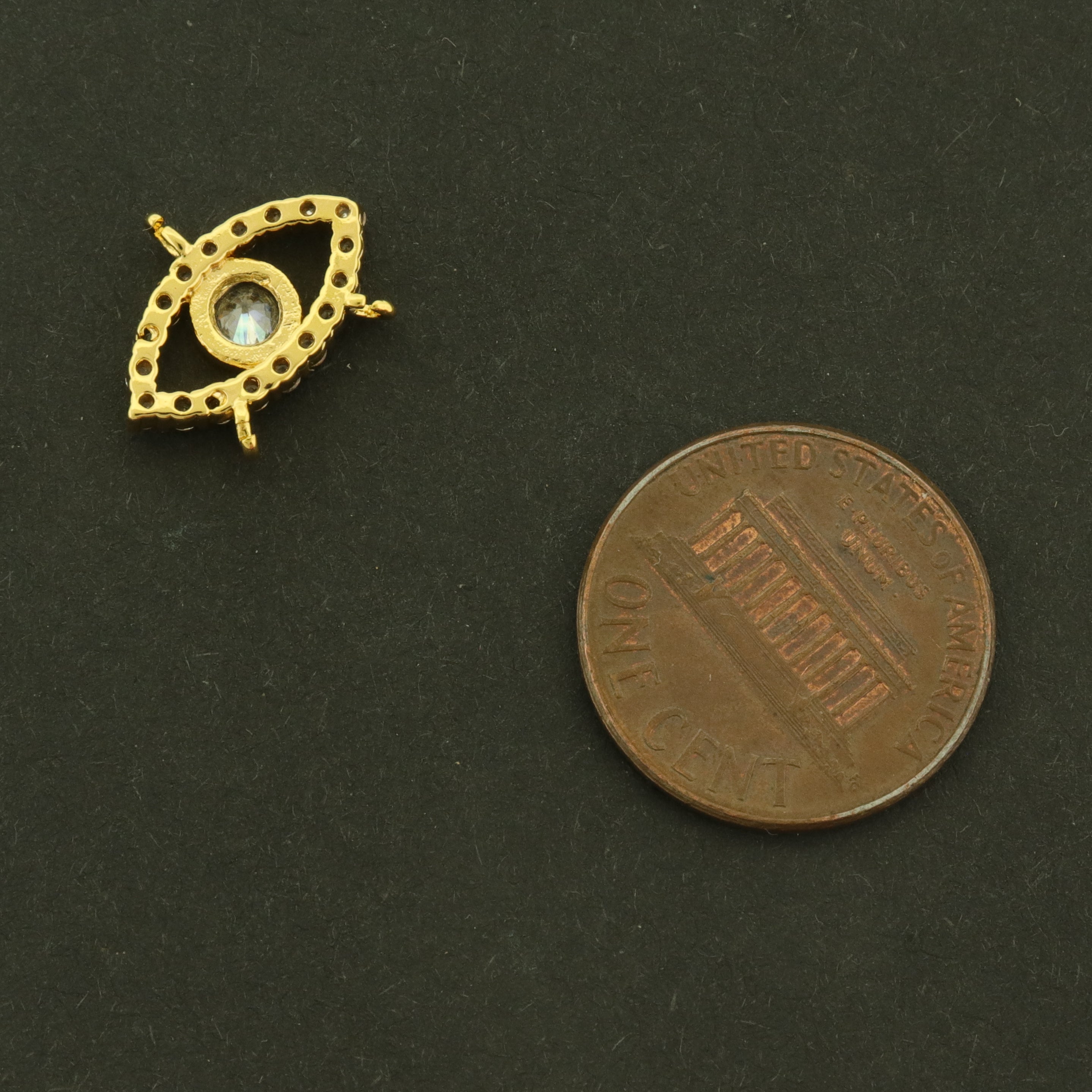 18k Evil Eye Connector Charm - Spiritual Pendant - 18k Gold Plated - GLD1130