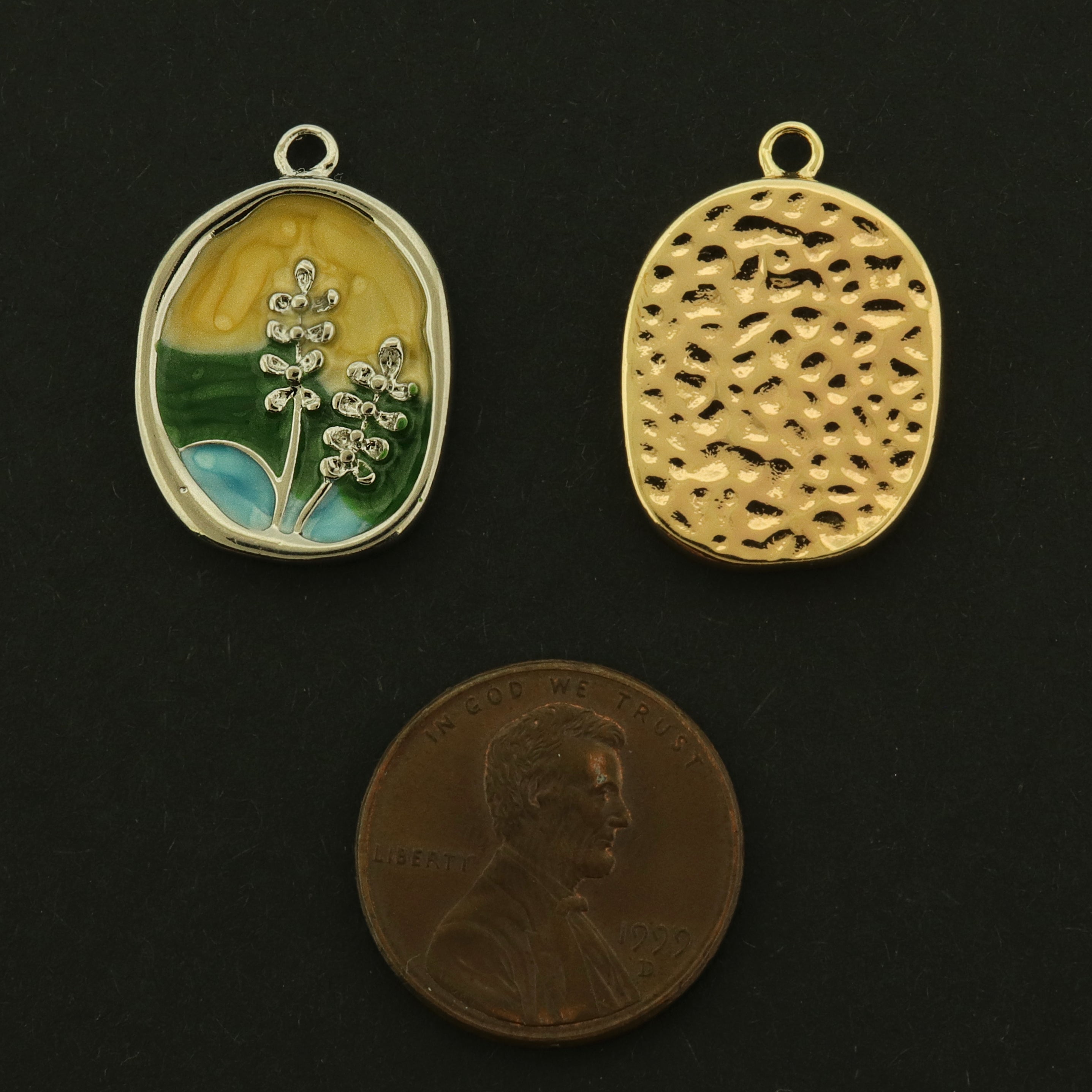 18k Flower Charm - Enamel Flower Pendant - Choose Gold or Platinum Plated!