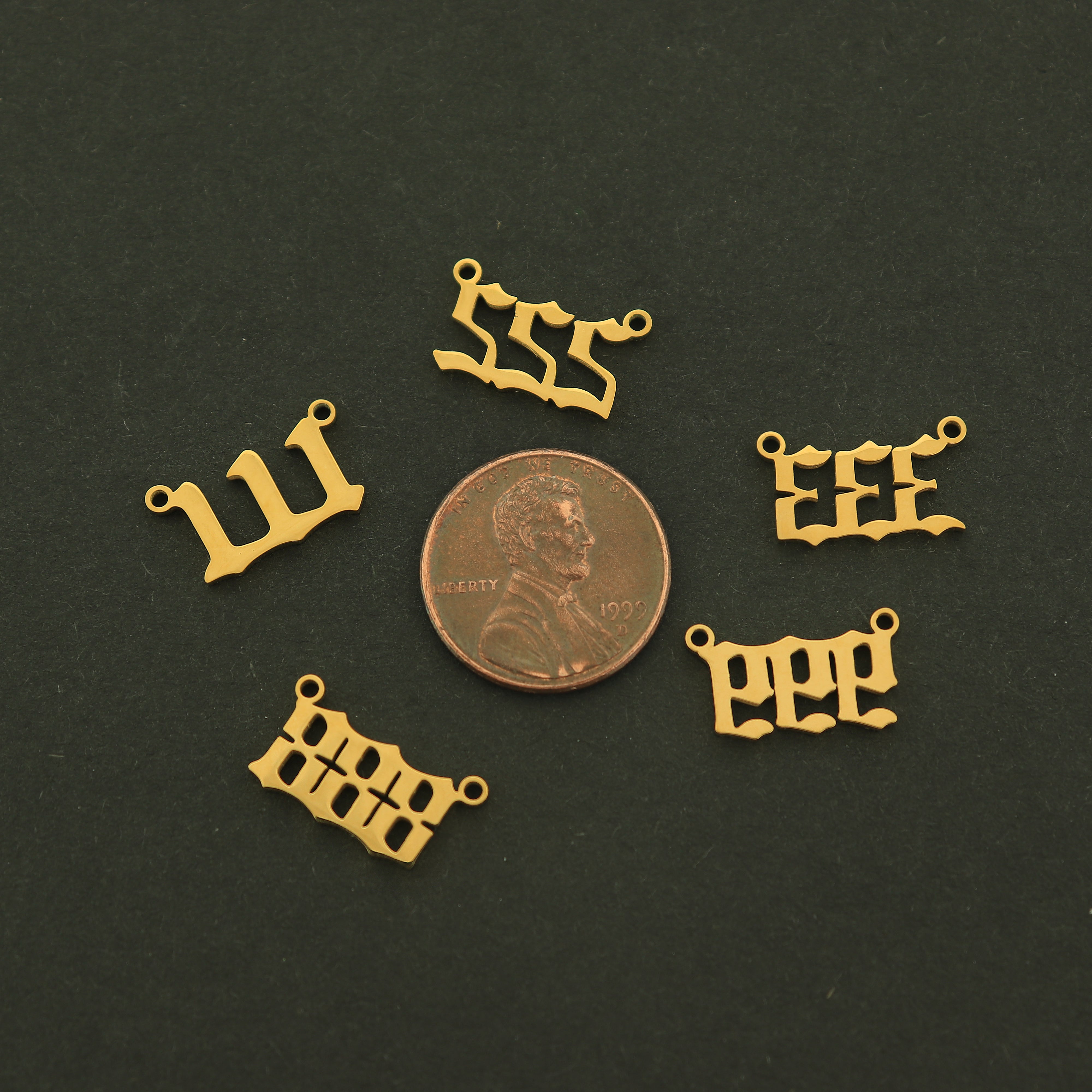 18k Gold Angel Number Connector Charm - Stainless Steel Pendant - 18k Gold Plated - Choose Your Number