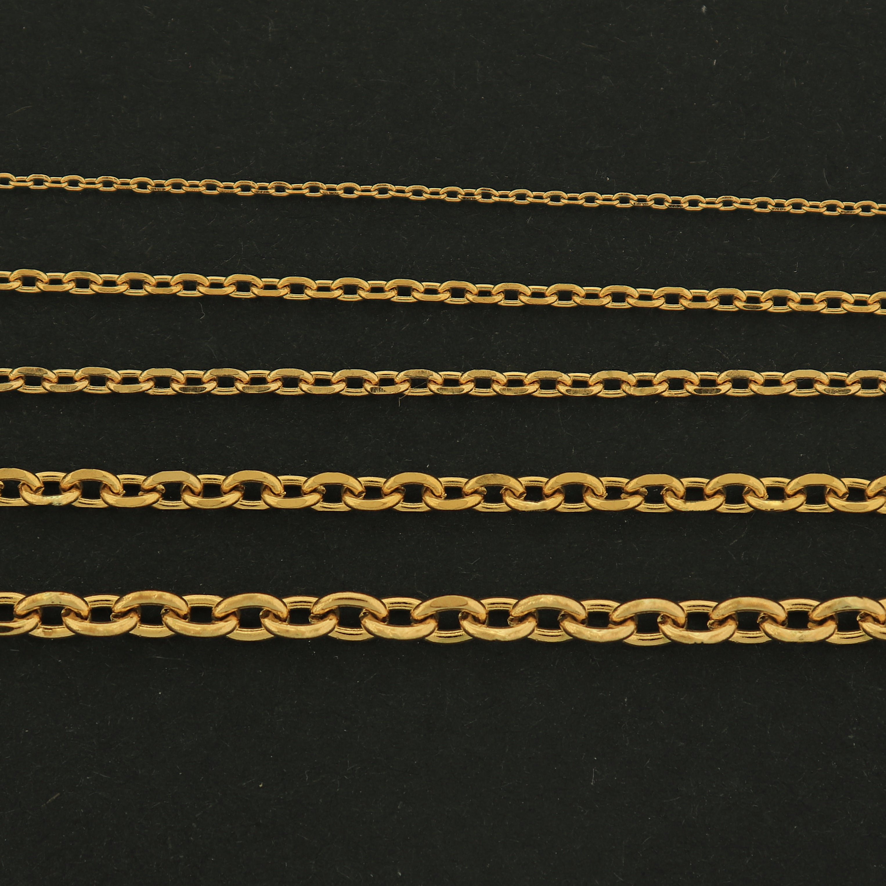 18k Gold Cable Chain - Bulk Chain - 1 Foot - 18k Gold Plated - Choose Your Thickness