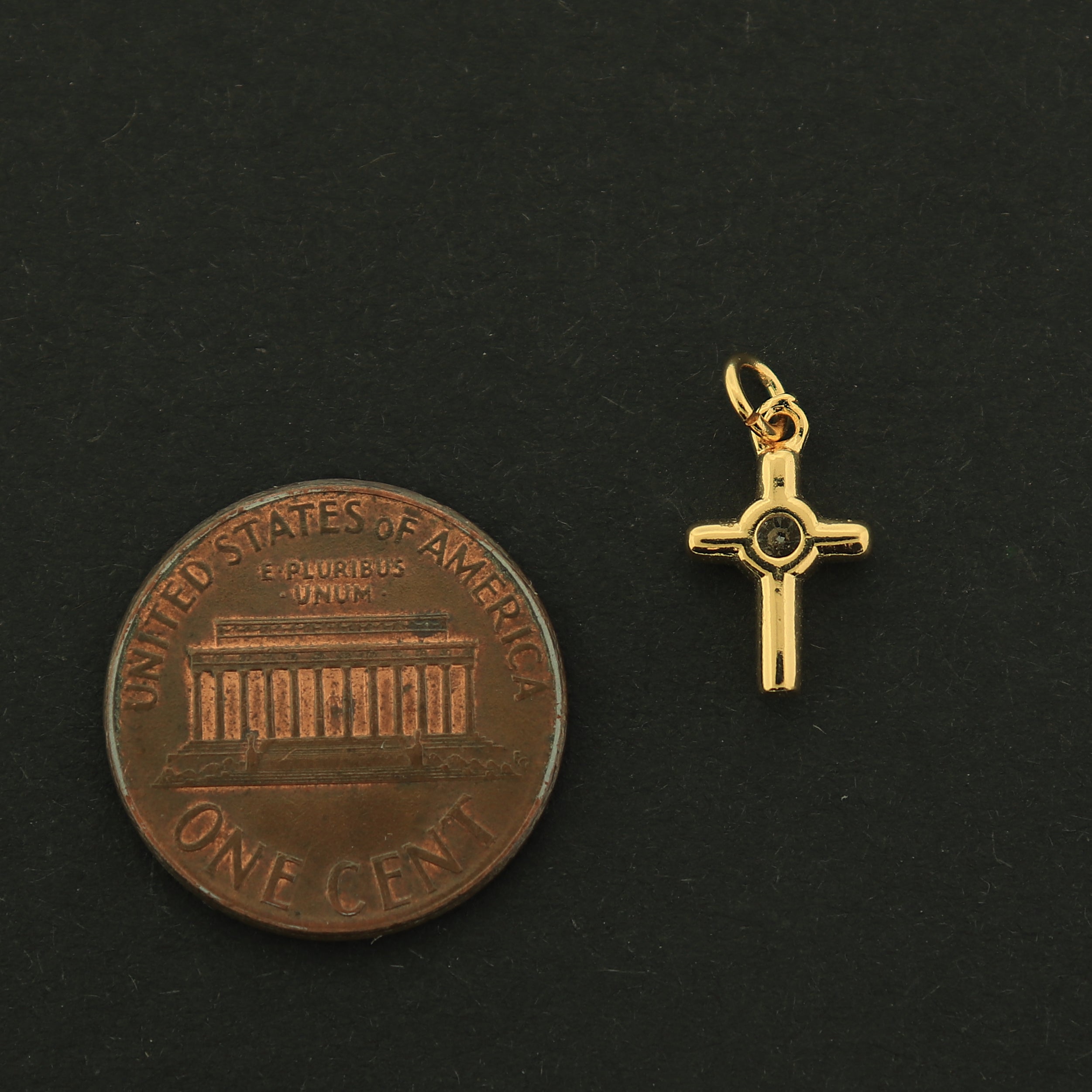 18k Gold Cross Charm - Super Tiny Religious Pendant - 18k Gold Plated - GLD114