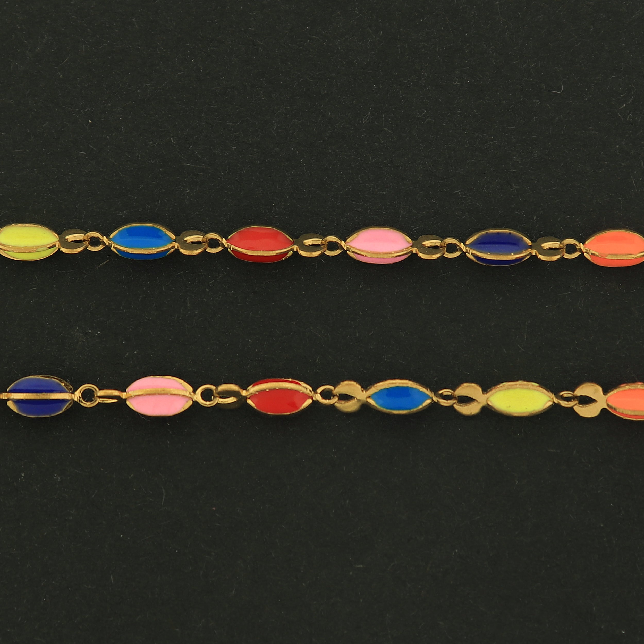 18k Gold Enamel Cable Chain - Starfruit Design - Bracelet or Necklace - 18k Gold Plated