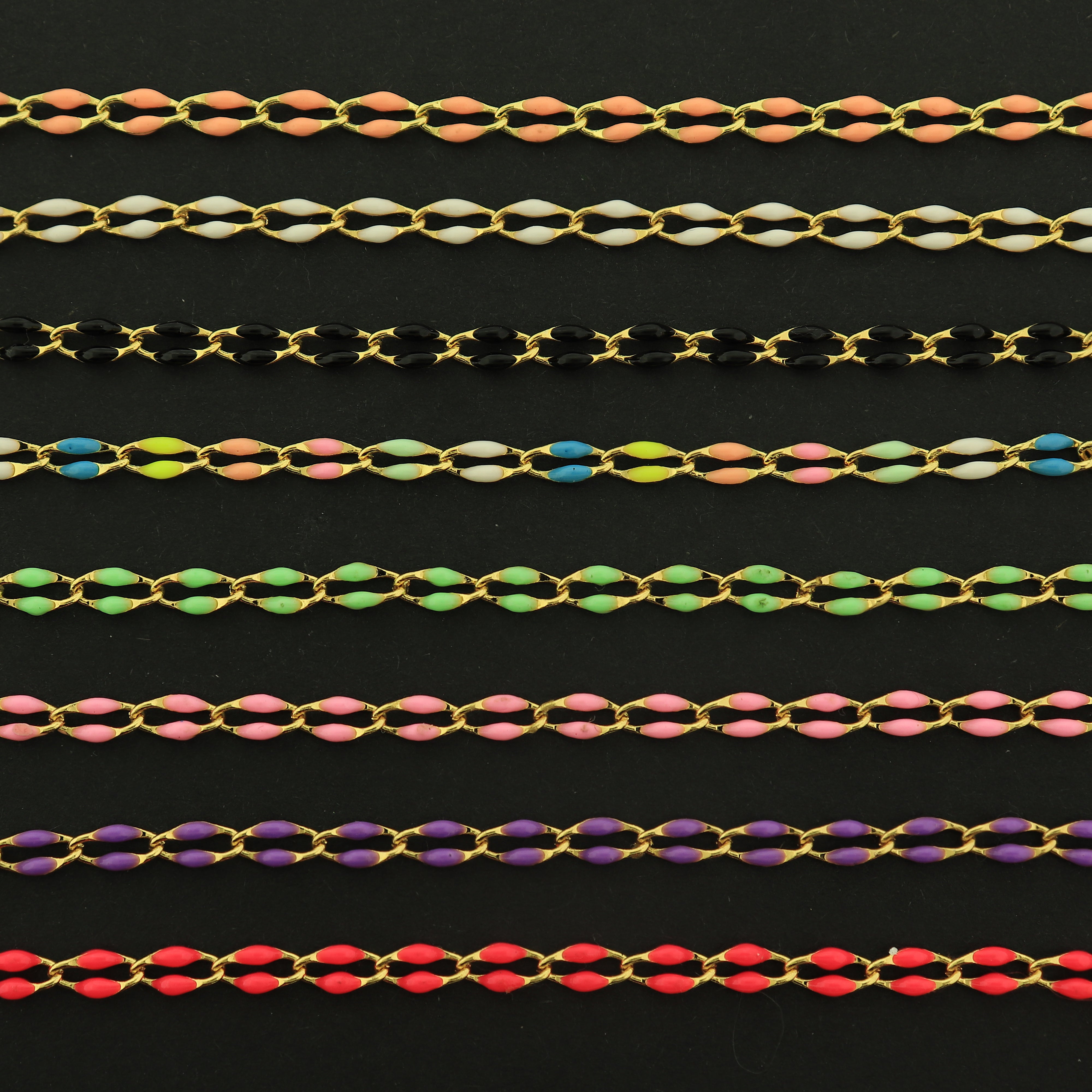 18k Gold Enamel Chain - Paperclip Chain 18k Gold Plated - Tons of Colors!