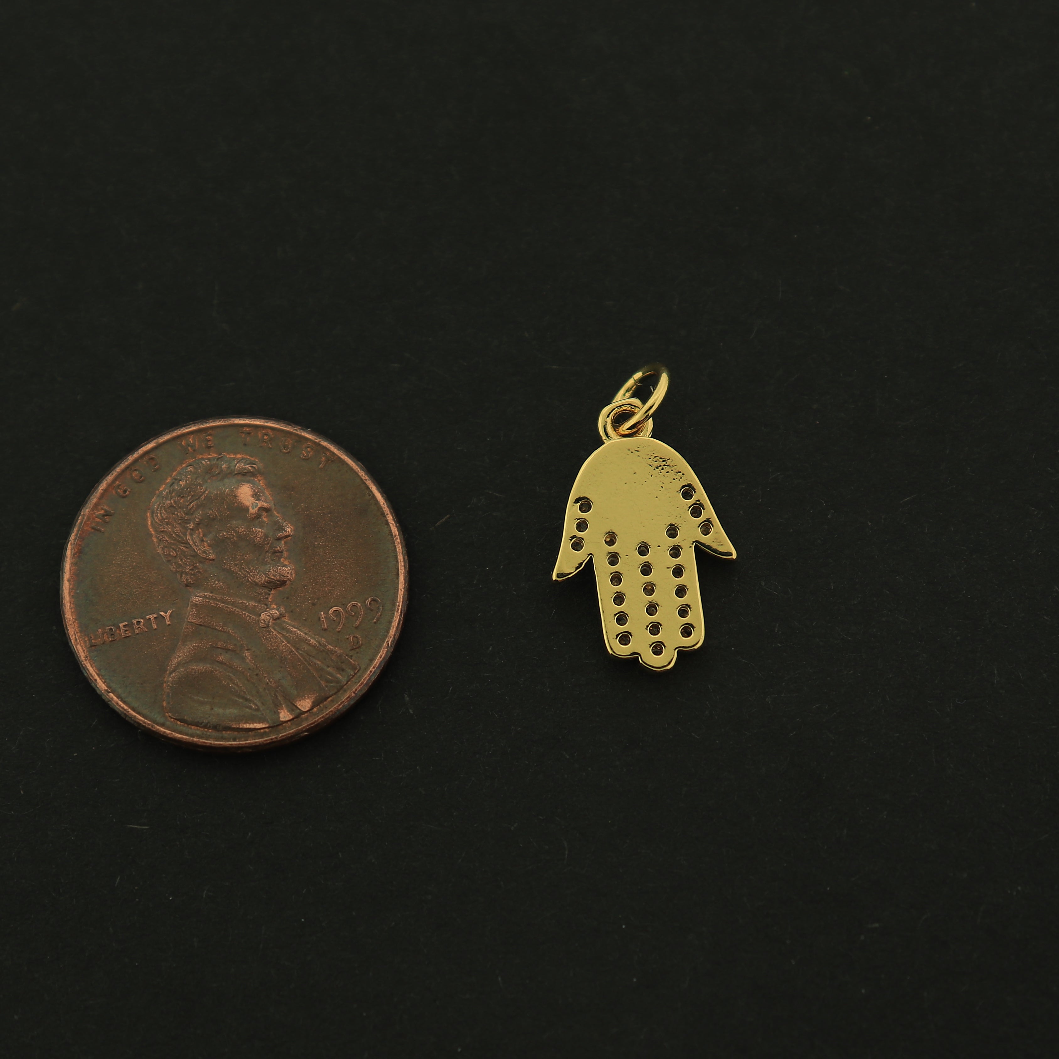 18k Gold Hamsa Hand Charm - Spiritual Pendant - 18k Gold Plated - GLD117