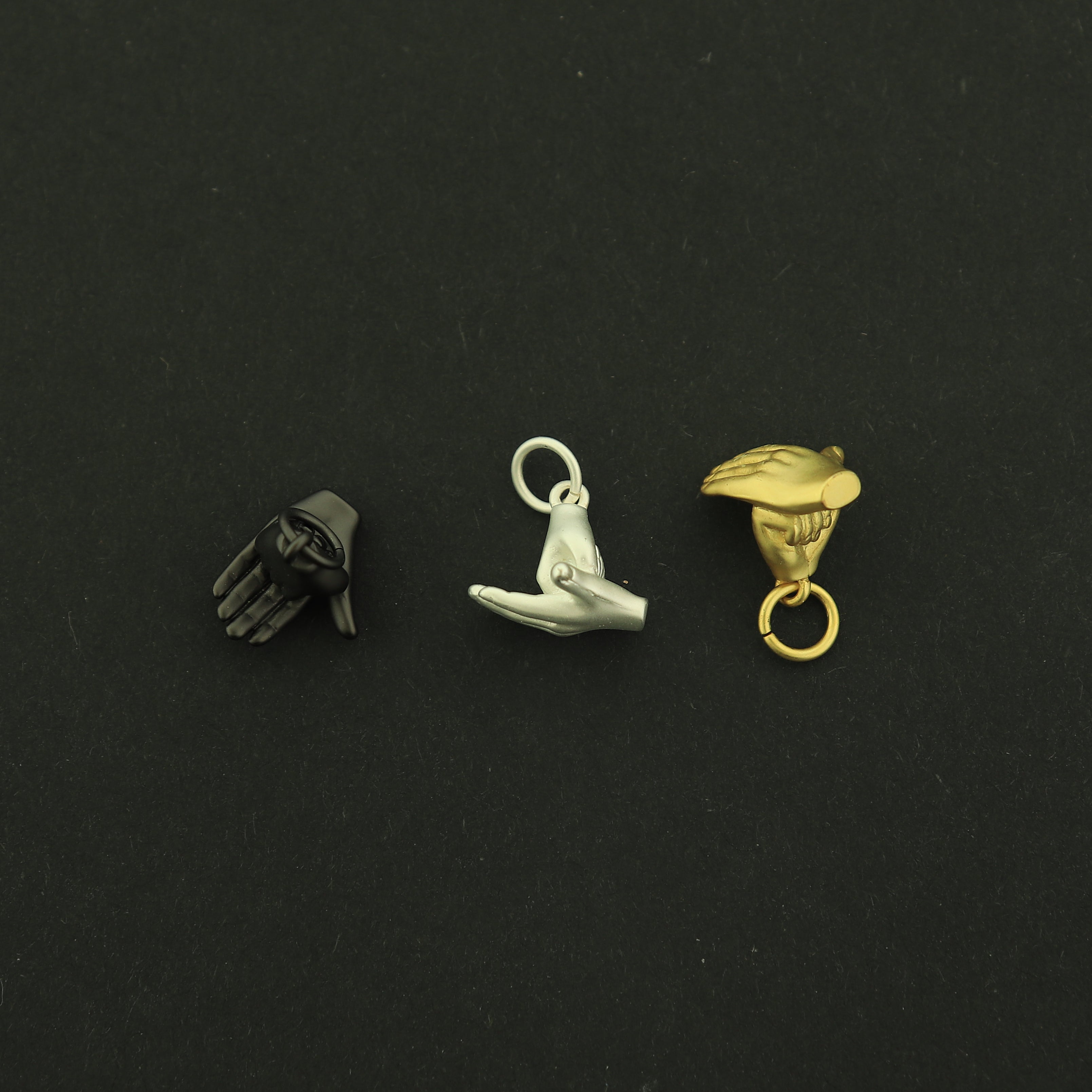 18k Gold Help Sign Charm - Hand Symbol Sign Language Pendants - 18k Matte Gold Plated - Choose Your Tone