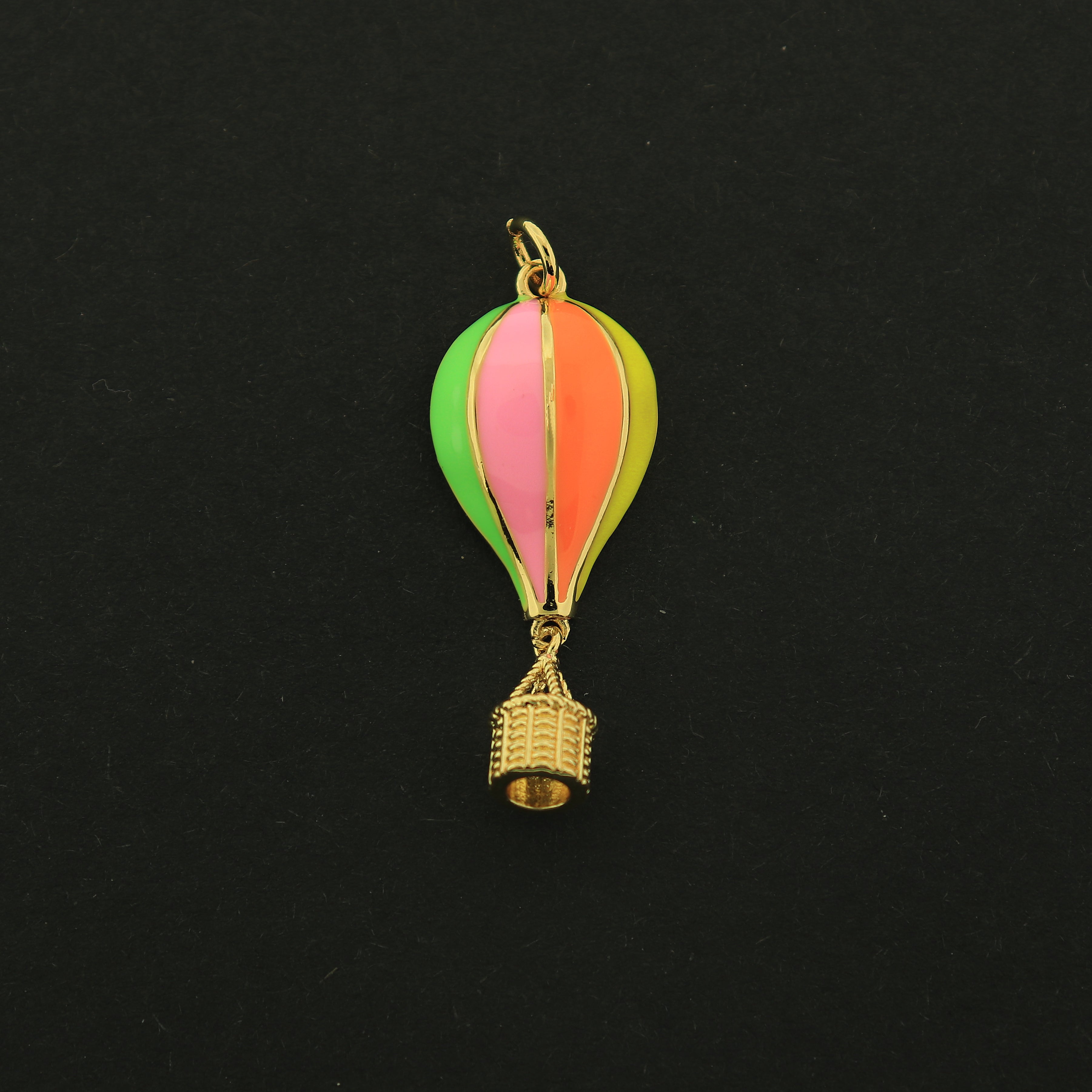 18k Gold Hot Air Balloon Charm - Travel Pendant - 18k Gold Plated - GLD061