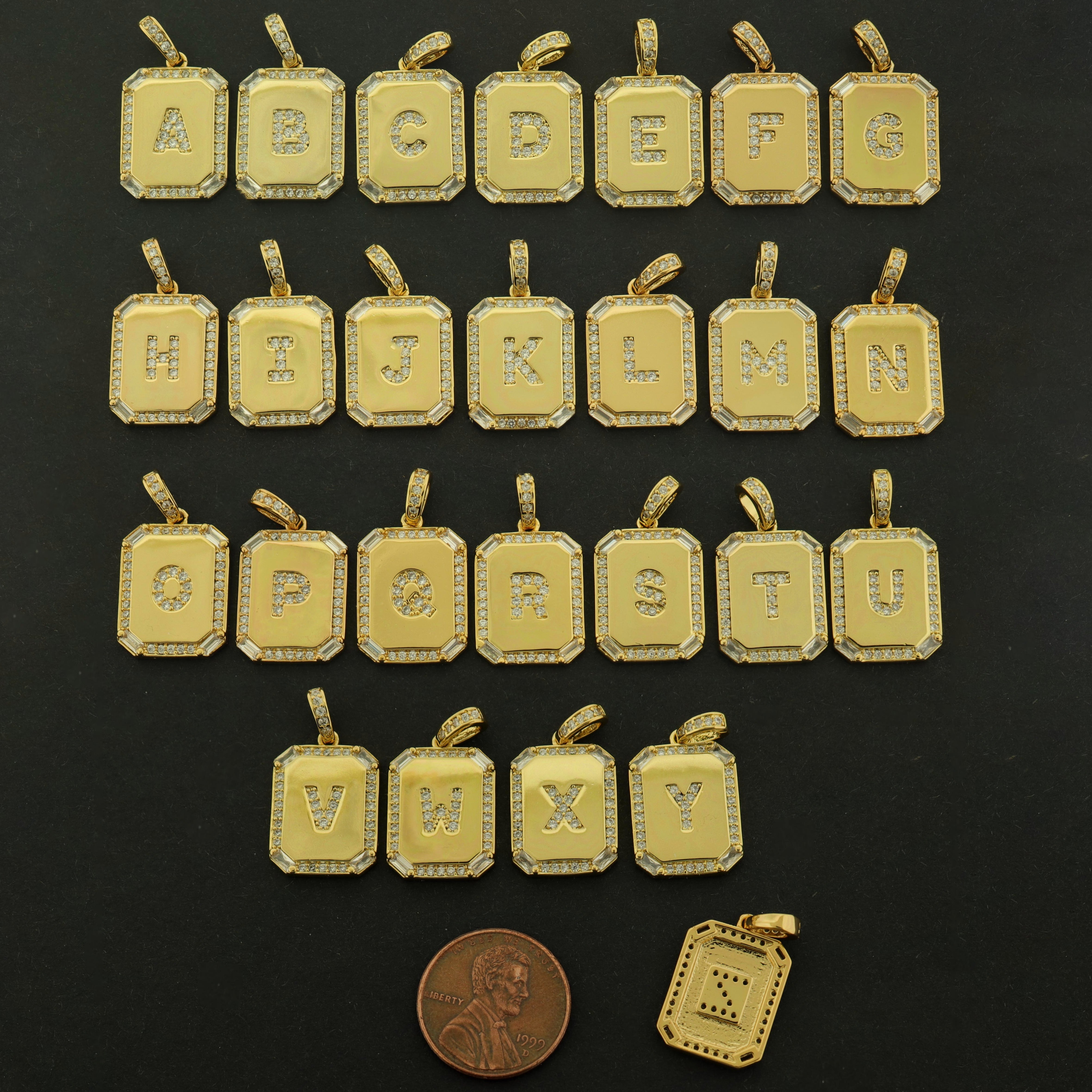18k Gold Letter Charm - Alphabet Dog Tag Pendant - 18k Gold Plated - Choose Your Letter