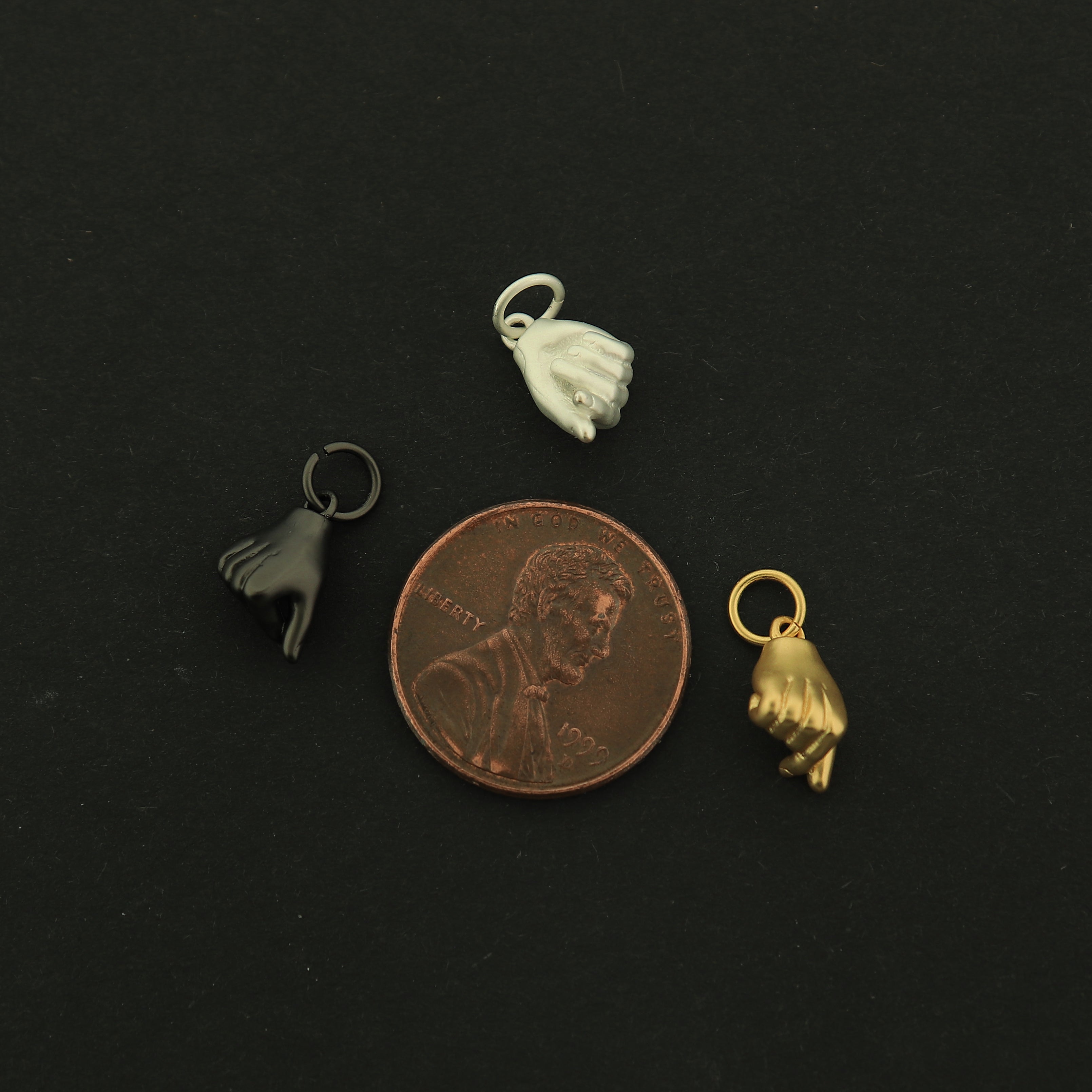 18k Gold Me Sign Charm - Sign Language Pendants - 18k Matte Gold Plated - Choose Your Tone