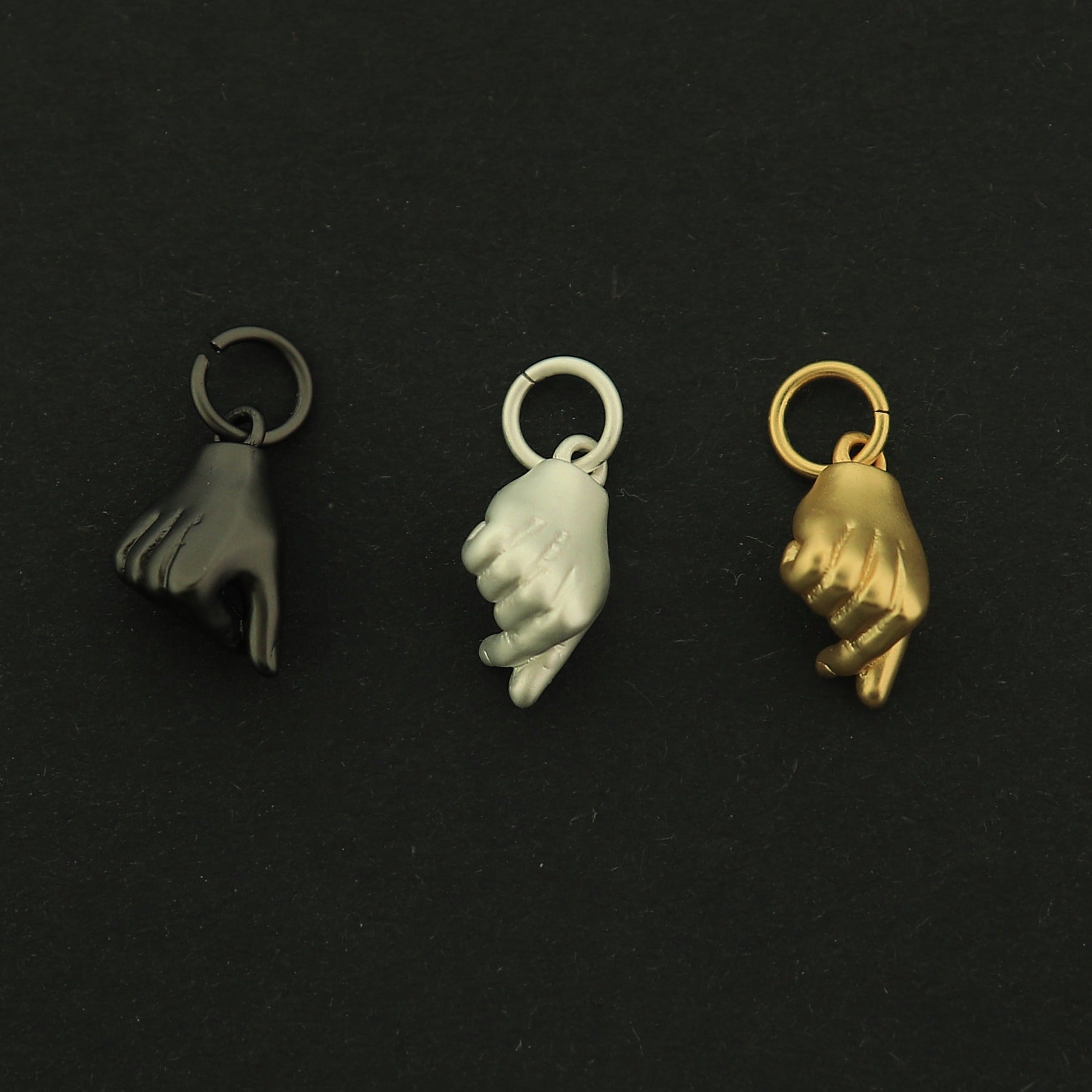 18k Gold Me Sign Charm - Sign Language Pendants - 18k Matte Gold Plated - Choose Your Tone