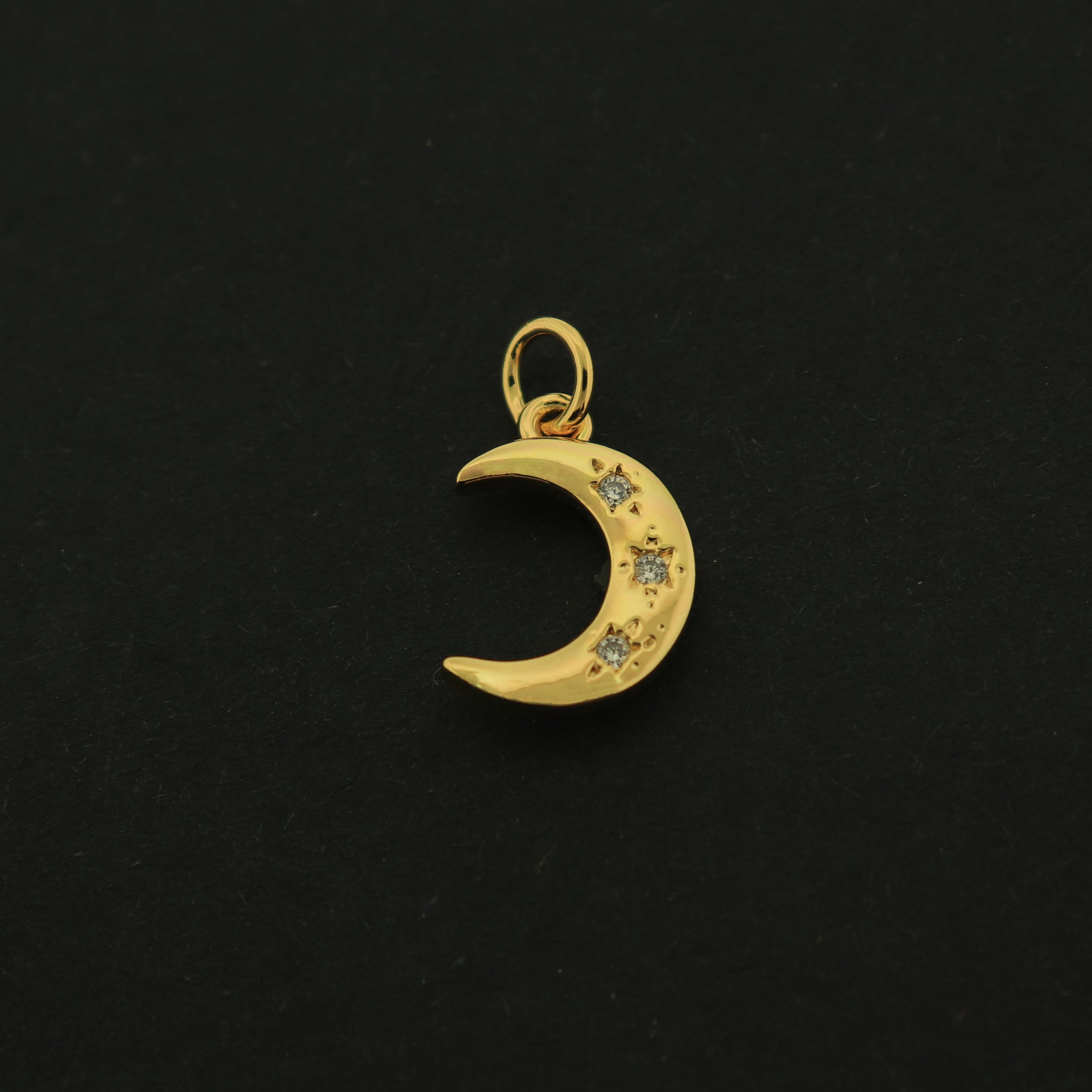 18k Gold Moon Charm - Celestial Pendant - 18k Gold Plated Brass - GLD202