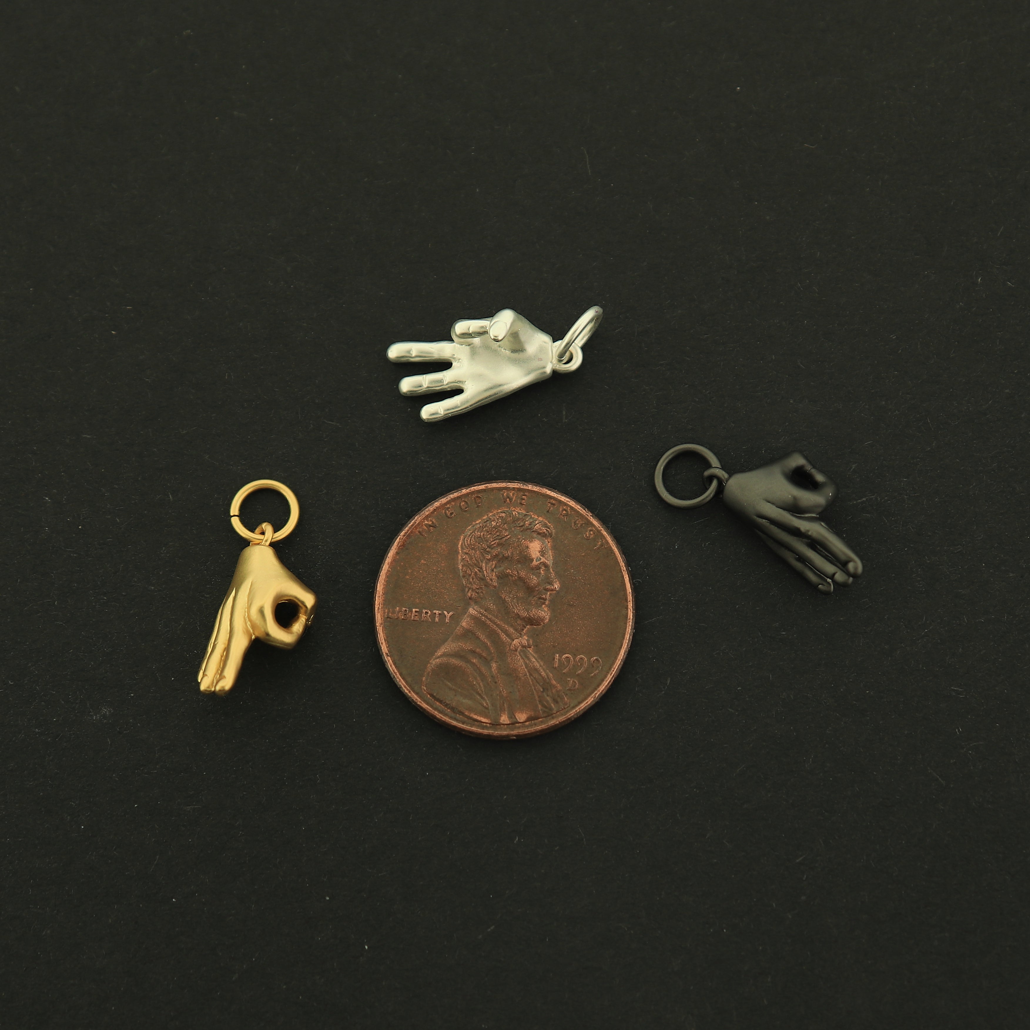 18k Gold OK Charm - Sign Language Pendants - 18k Matte Gold Plated - Choose Your Tone