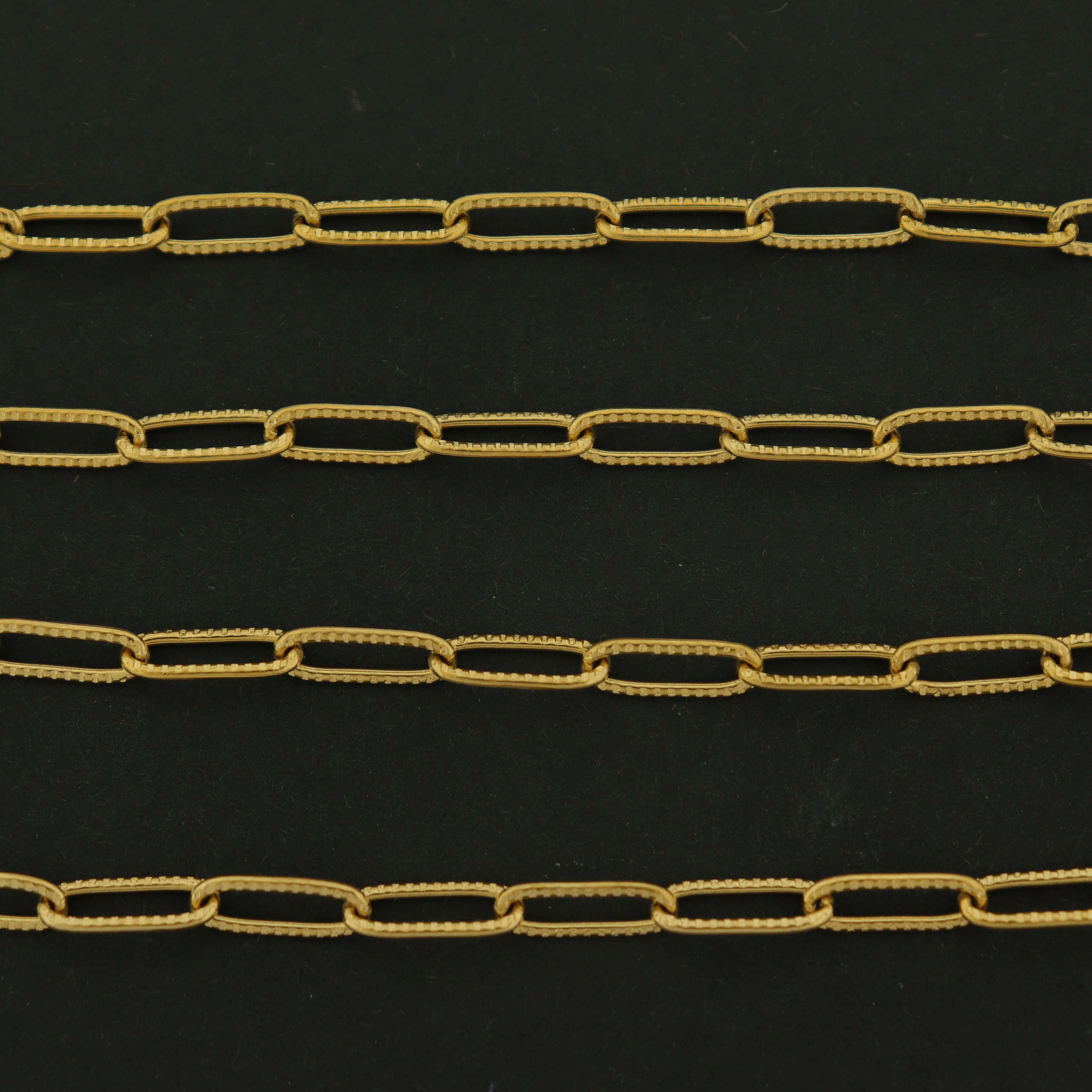 18k Gold Paperclip Chain - Textured - Per Foot - 18k Gold Plated or Silver Stainless - GLD001