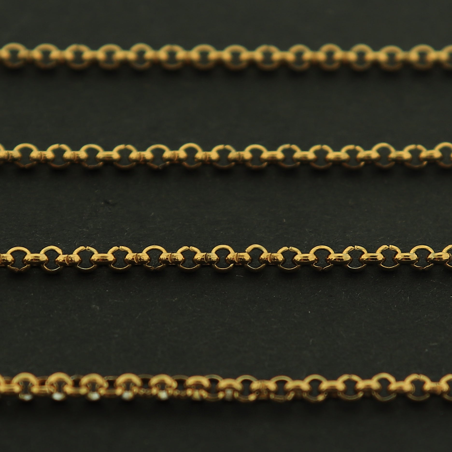 18k Gold Rolo Chain - Per Foot - 18k Plated Stainless Steel - GLD004