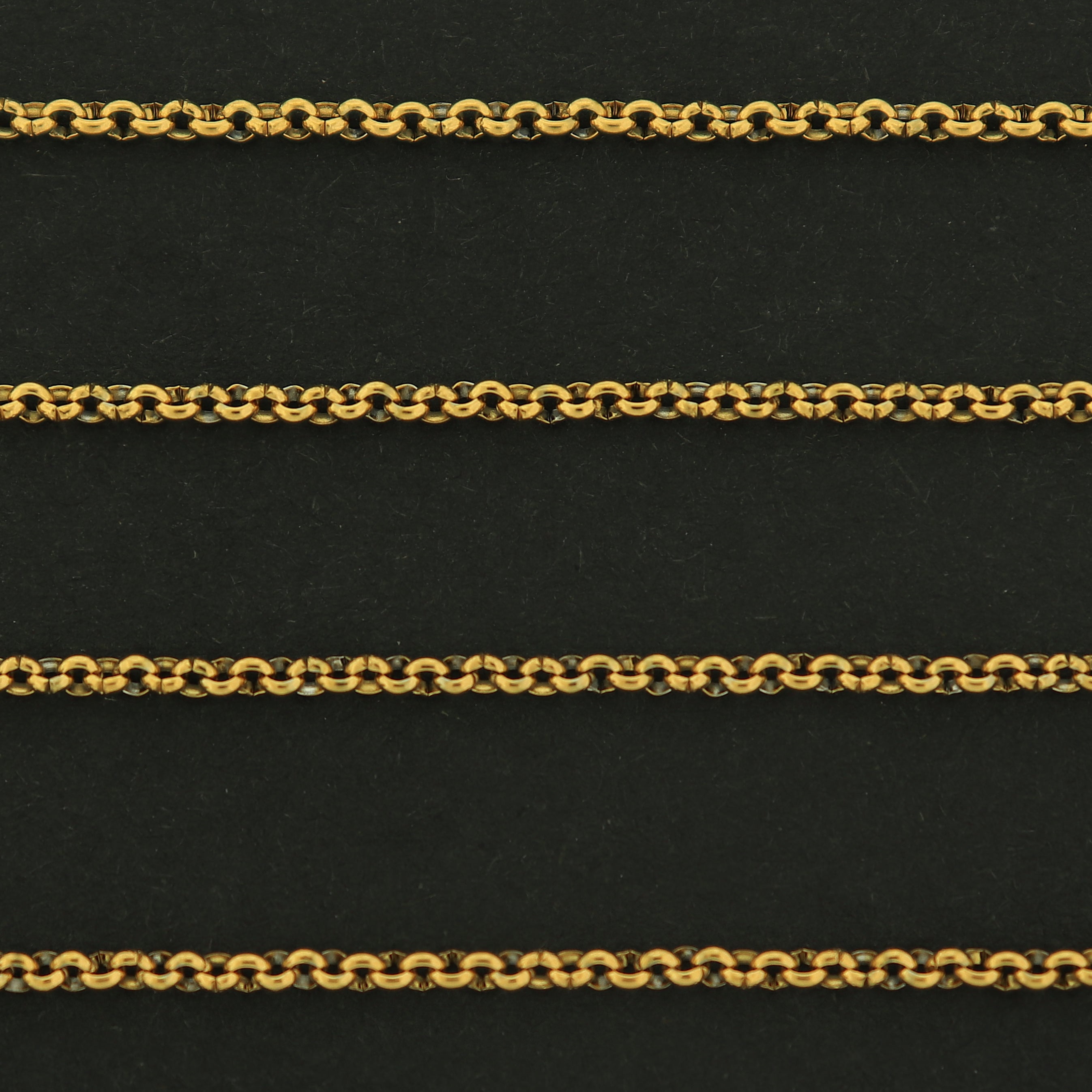 18k Gold Rolo Chain - Per Foot - 18k Plated Stainless Steel - GLD004