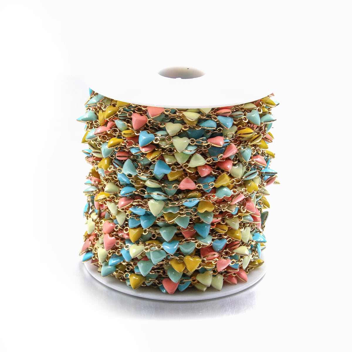 18k Gold Stainless Steel Enamel Heart Chain - 1 Meter - Choose Your Color!