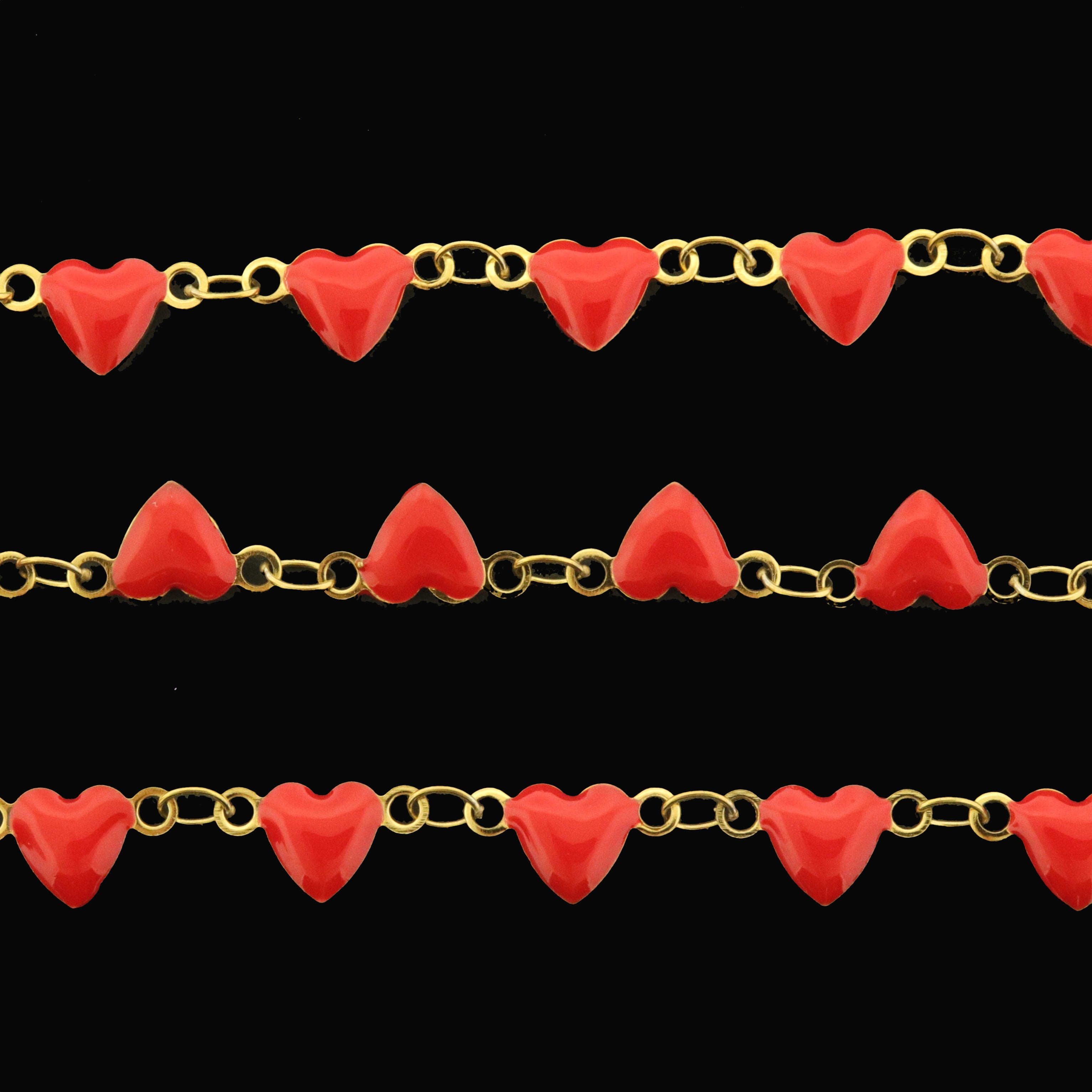 18k Gold Stainless Steel Enamel Heart Chain - 1 Meter - Choose Your Color!