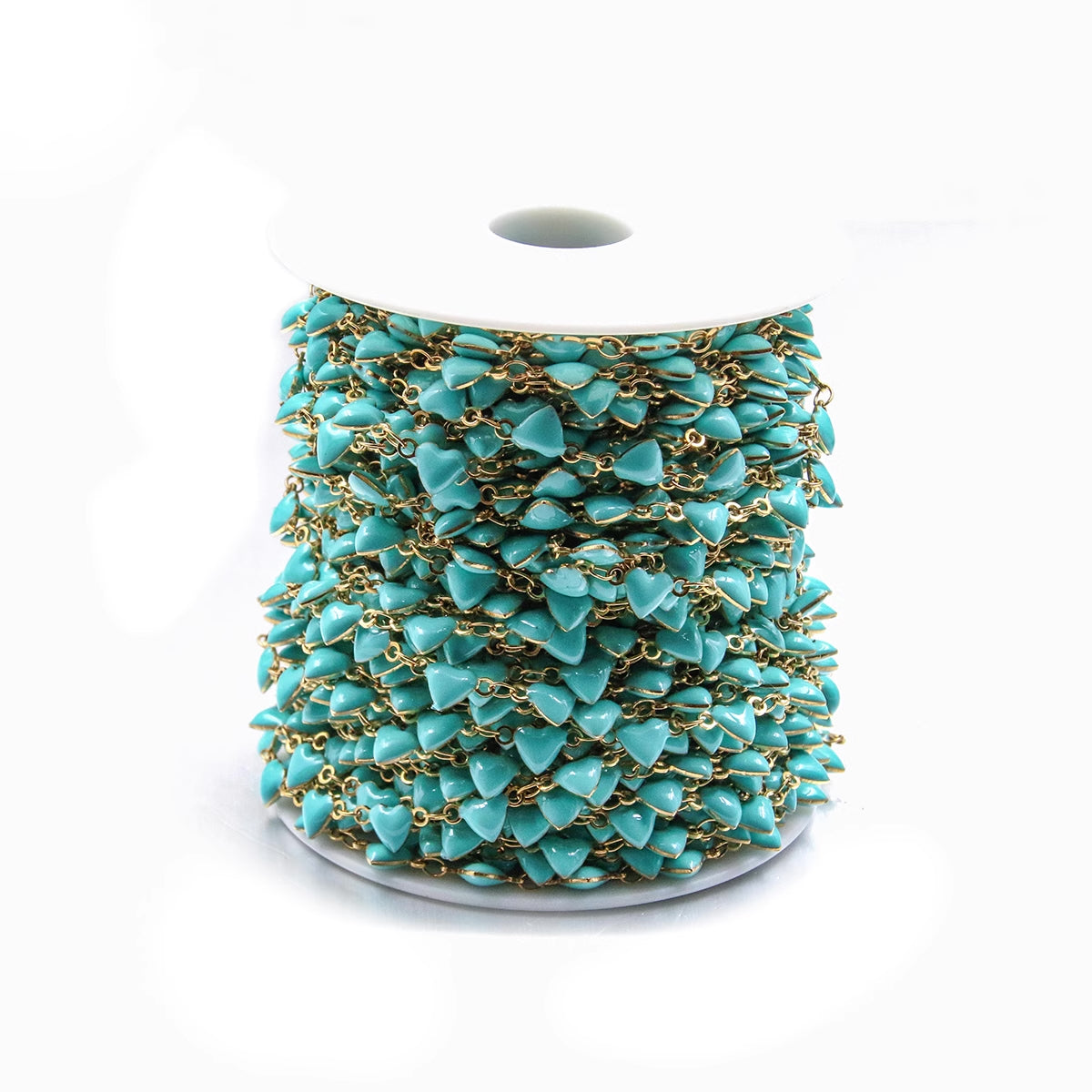 18k Gold Stainless Steel Enamel Heart Chain - 1 Meter - Choose Your Color!