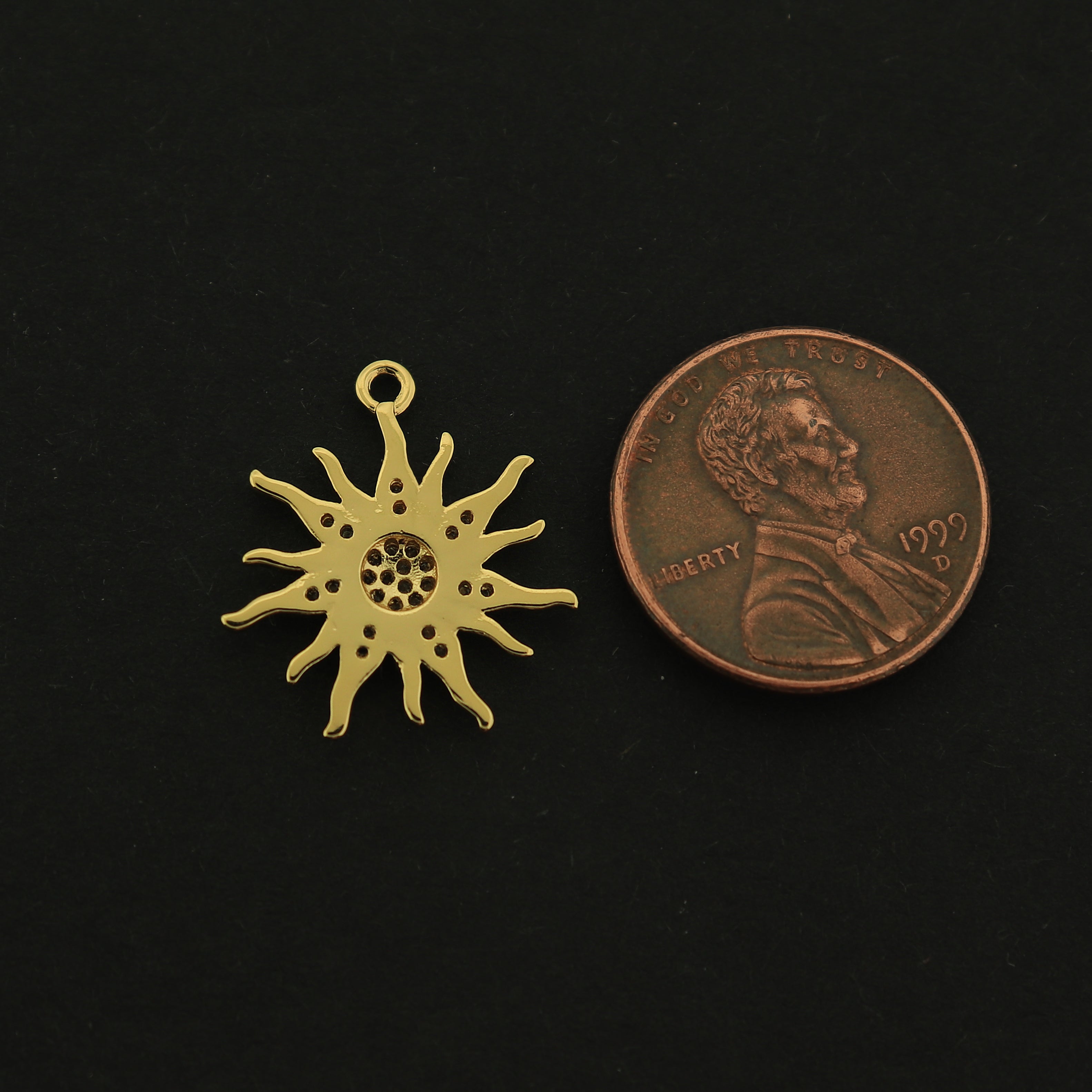 18k Gold Sun Charm - Celestial Pendant - 18k Gold Plated Brass - GLD237