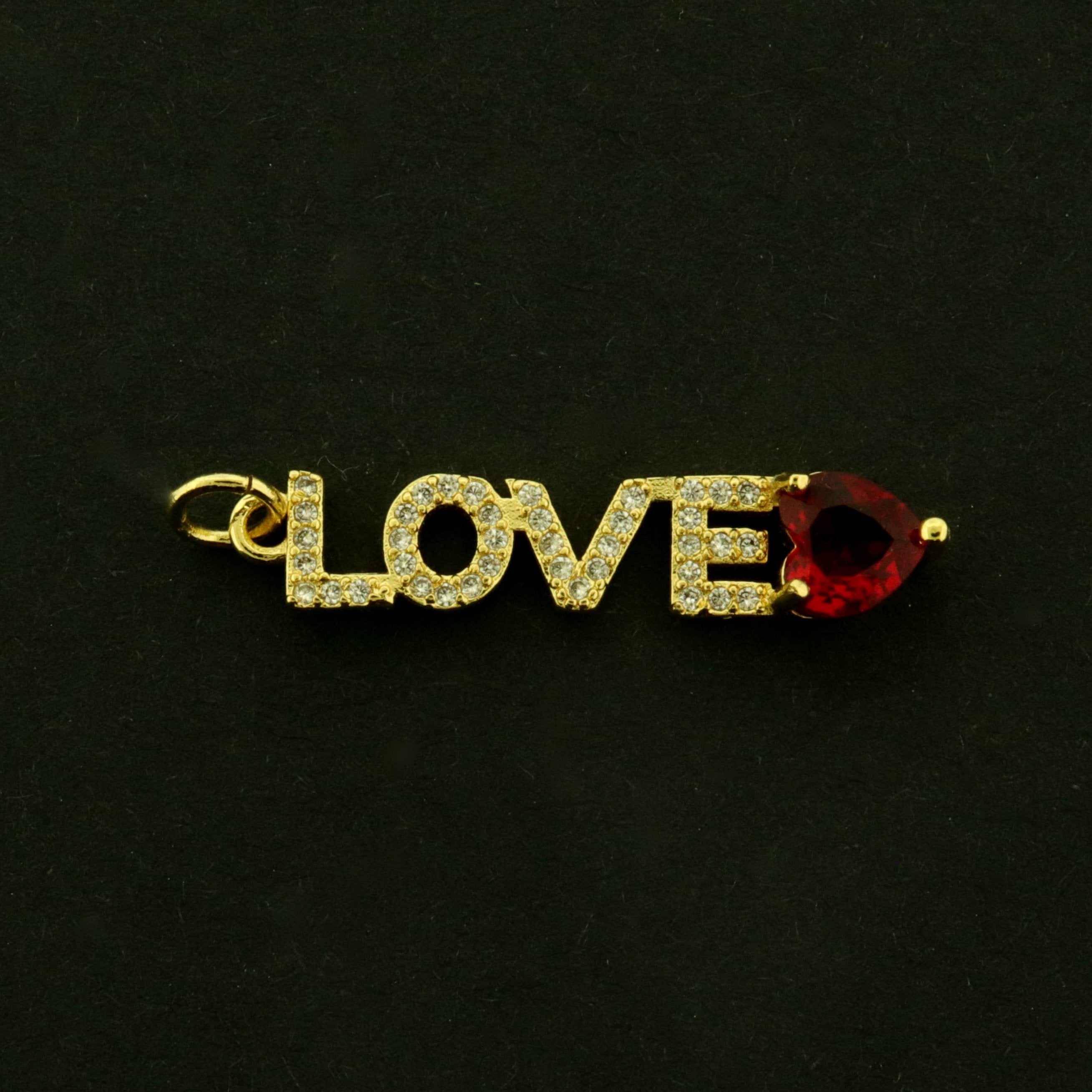 18k Love Charm - 1 Charm - Love Pendant - 18k Plated Brass - GLD800