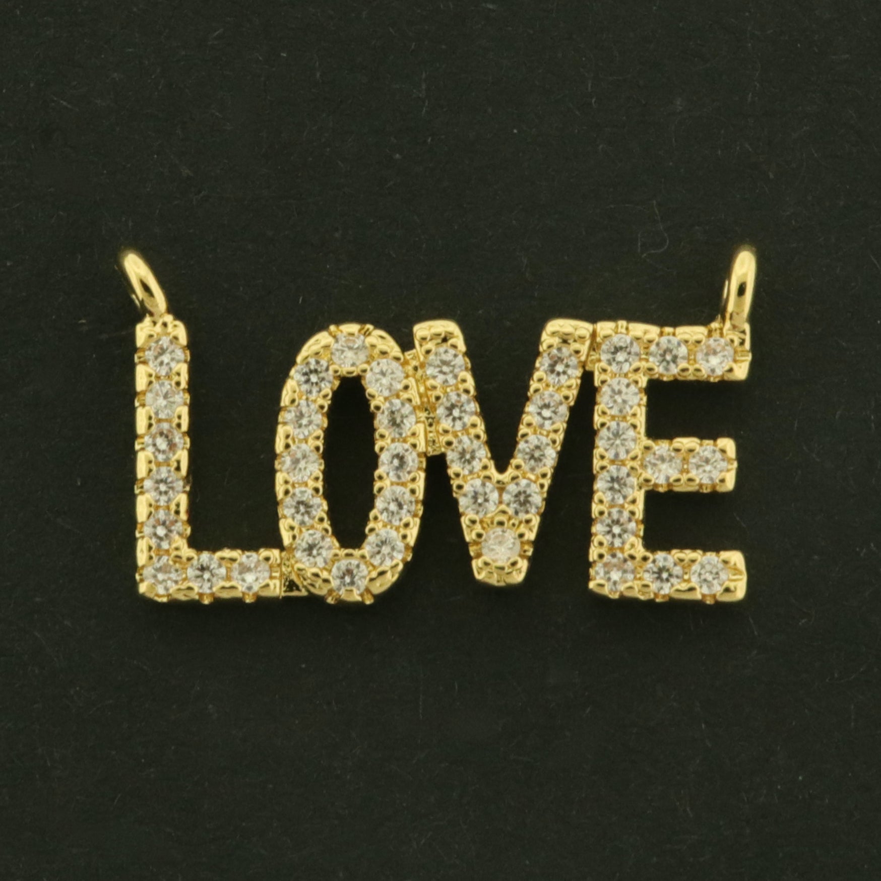 18k Love Connector Charm with CZs - 18k Gold Plated Brass - GLD1123