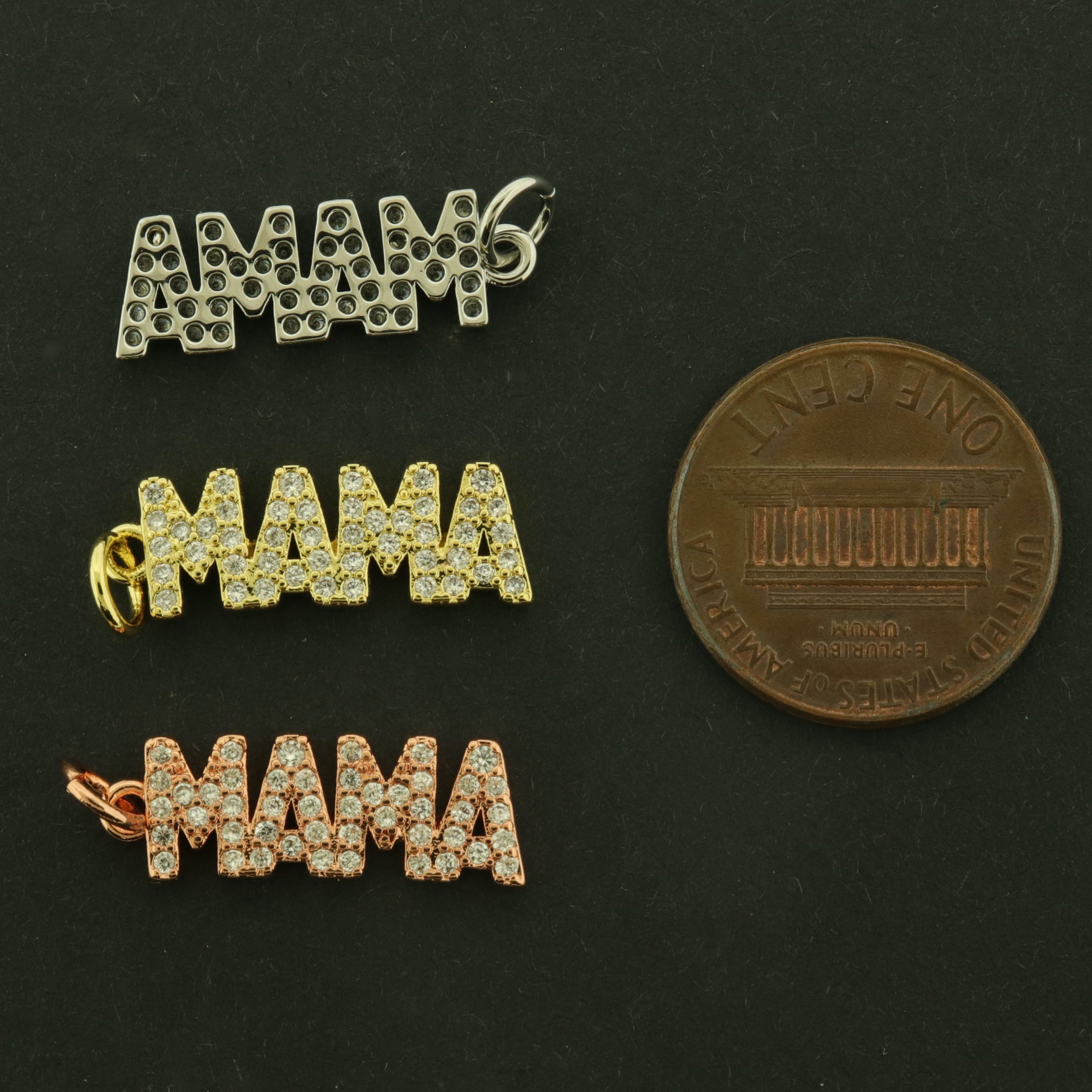 18k Mama Charm - Mom Pendant - Choose Your Tone - 18k Gold Plated