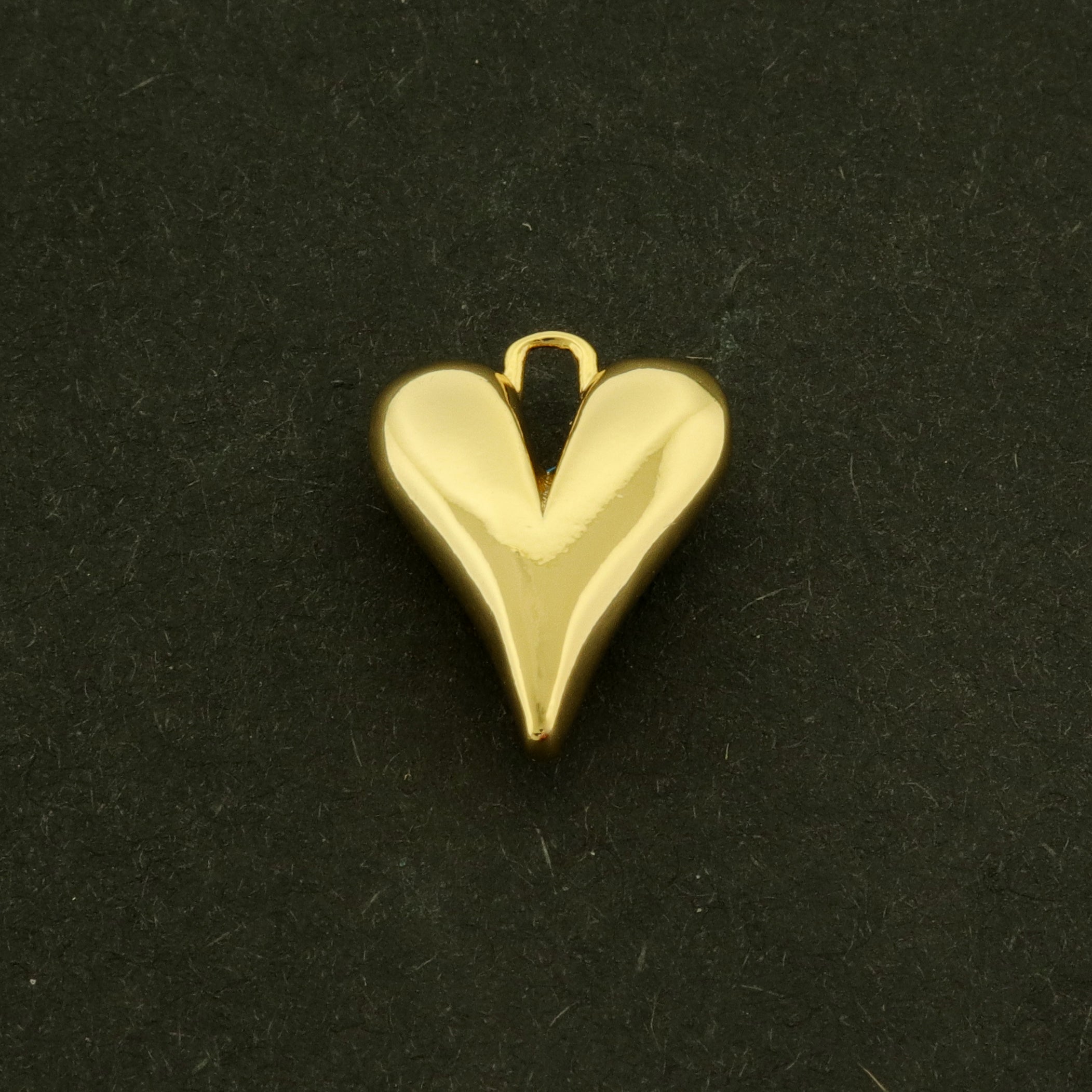 18k Puffy Heart Charm - 3D Love Pendant - 18k Gold Plated - GLD1131