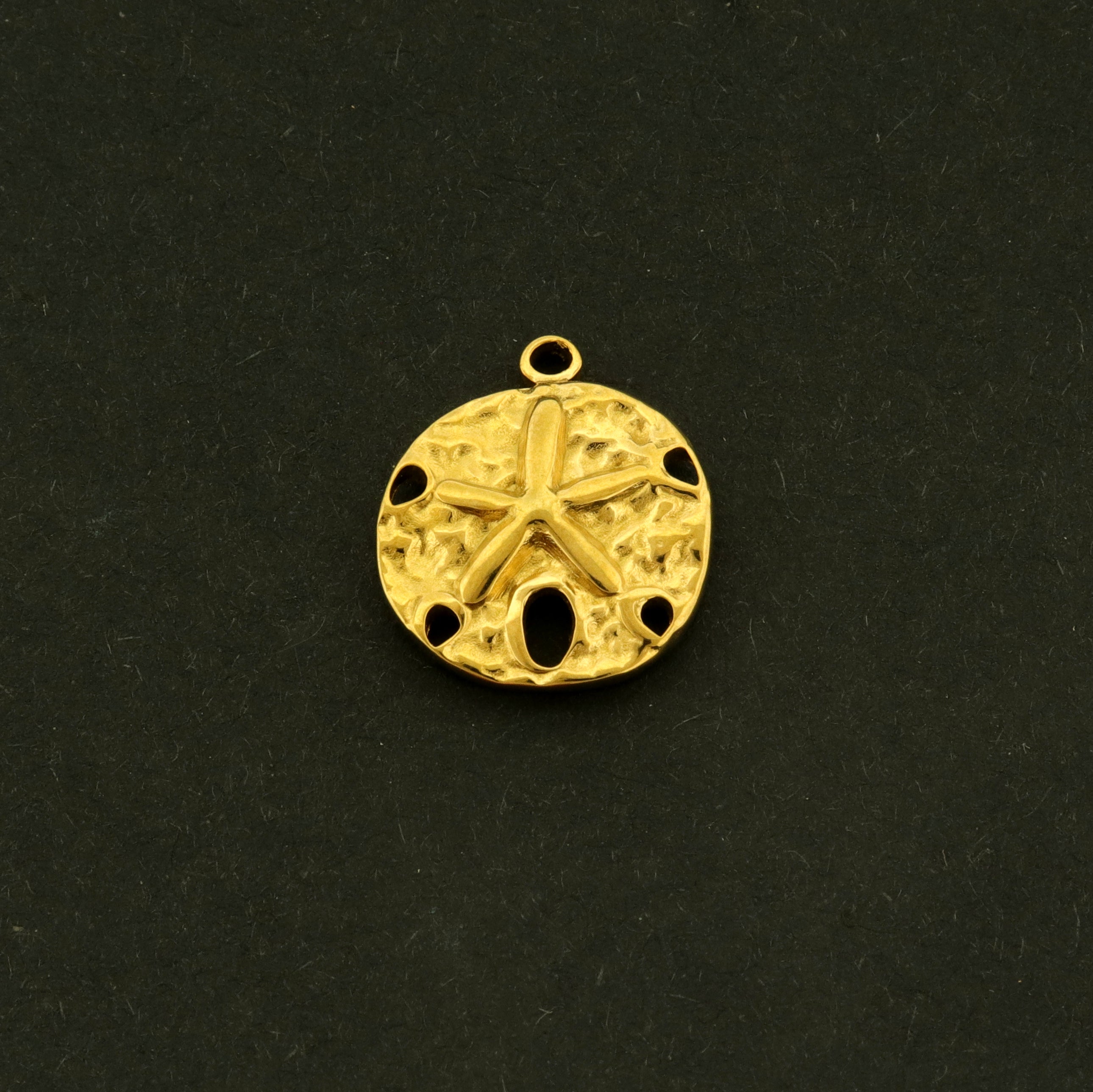 18k Sand Dollar Charms - Beach Pendant - 18k Plated Stainless Steel - GLD991