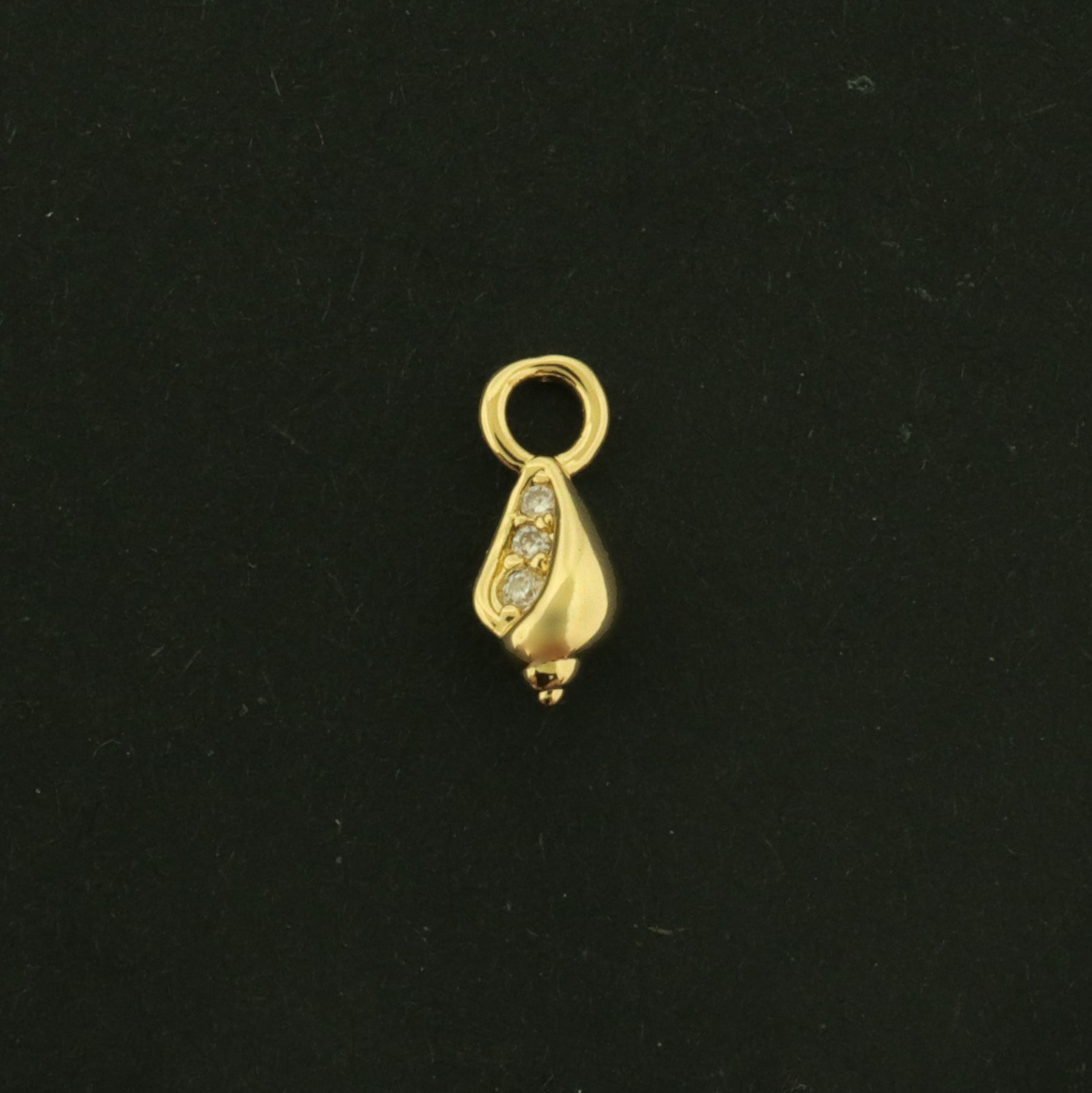 18k Sea Shell Charm - Beach Pendant - 18k Gold Plated Brass with CZs - GLD1109