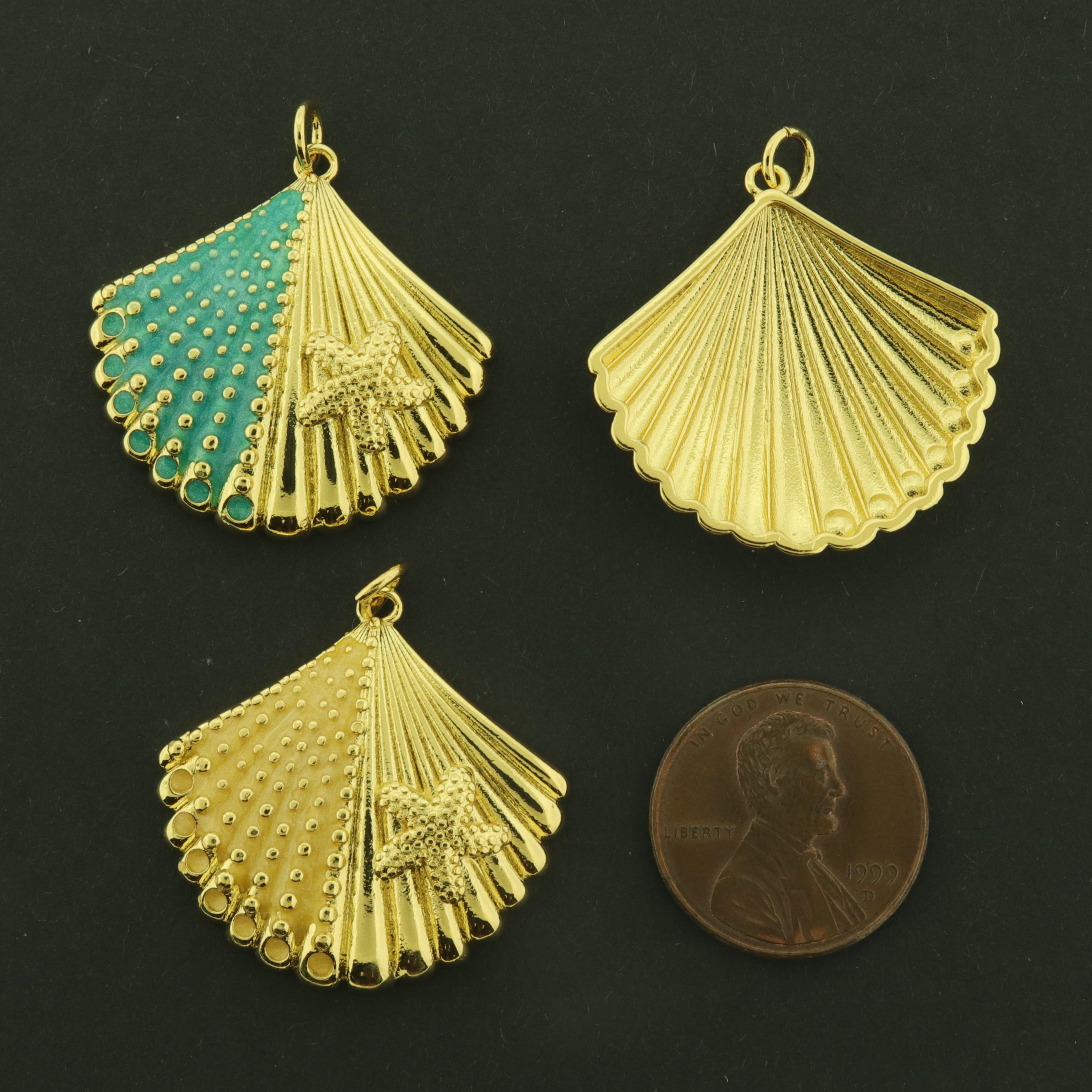 18k Seashell Charm - Beach Pendant - 18k Gold Plated - Choose Your Color!