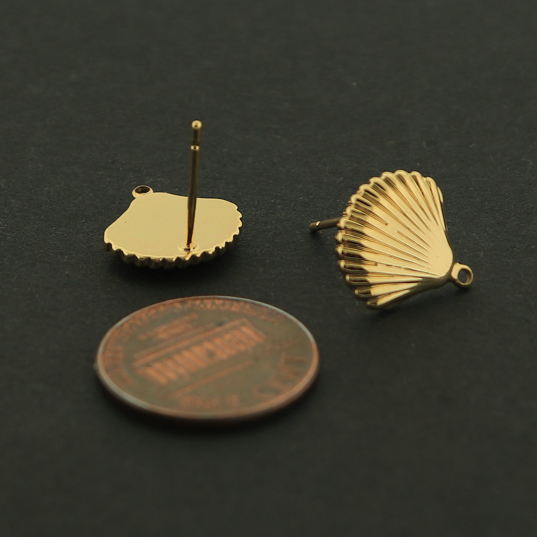 18k Shell Earrings - Silver or Gold - 18k Gold Plated Copper