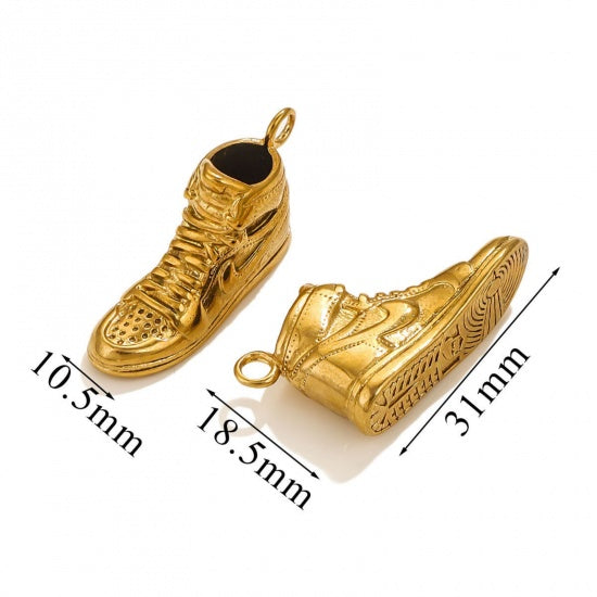 18k Shoe Charm - Basketball Pendant - 18k Gold Stainless - Choose Your Tone!