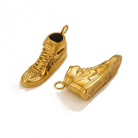 18k Shoe Charm - Basketball Pendant - 18k Gold Stainless - Choose Your Tone!