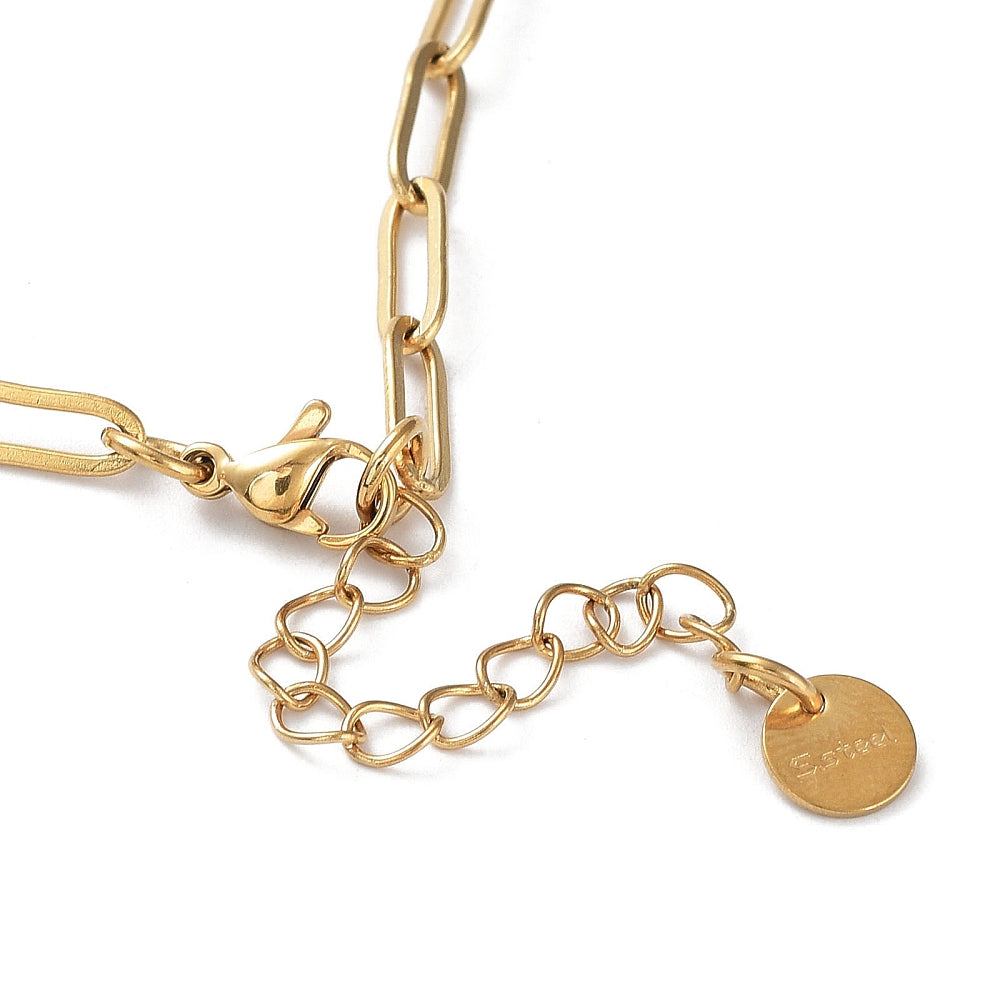 18k Stainless Steel Paperclip Necklace - 15" + 2" Extender - GLD988