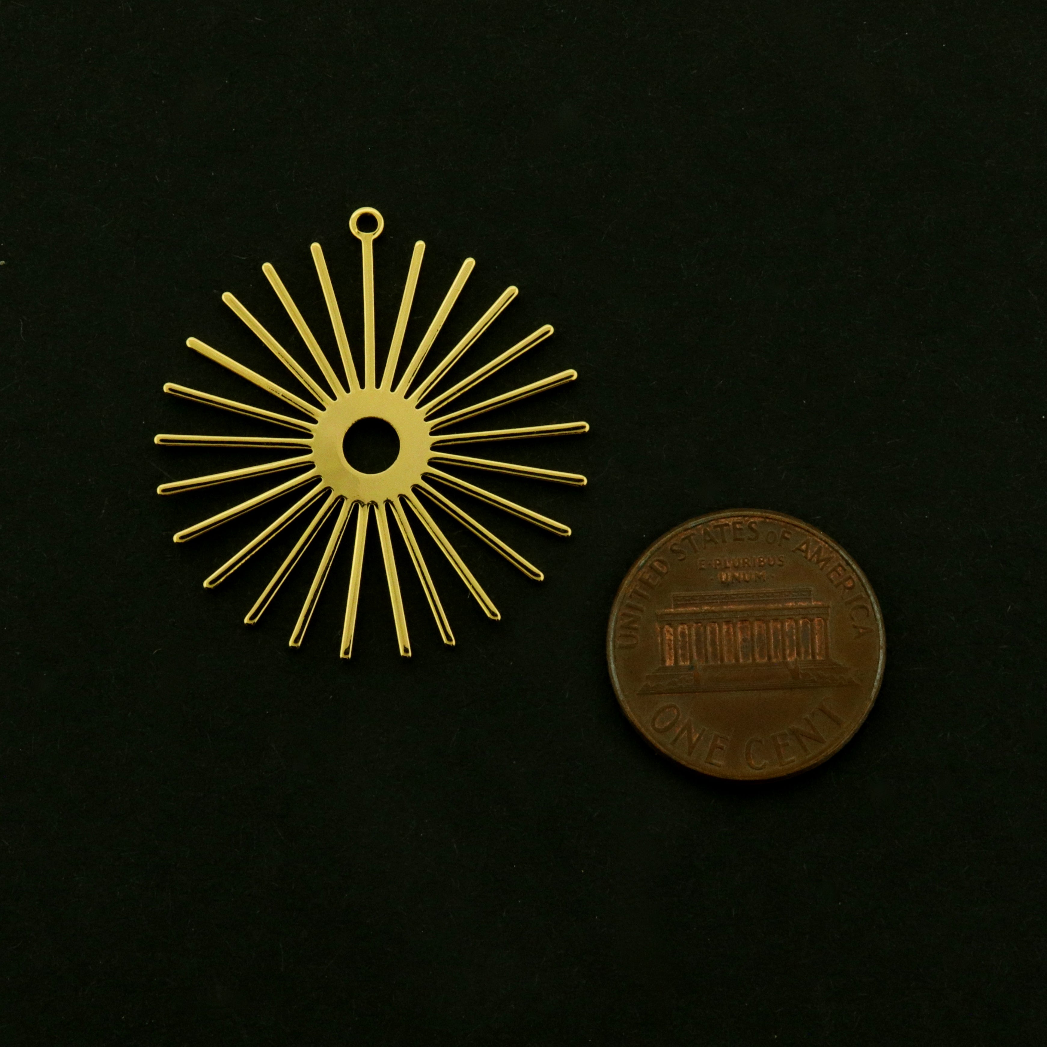 Breloque Soleil 18k - Pendentif Céleste - 2 Breloques - Laiton Plaqué Or 18k - GLD799