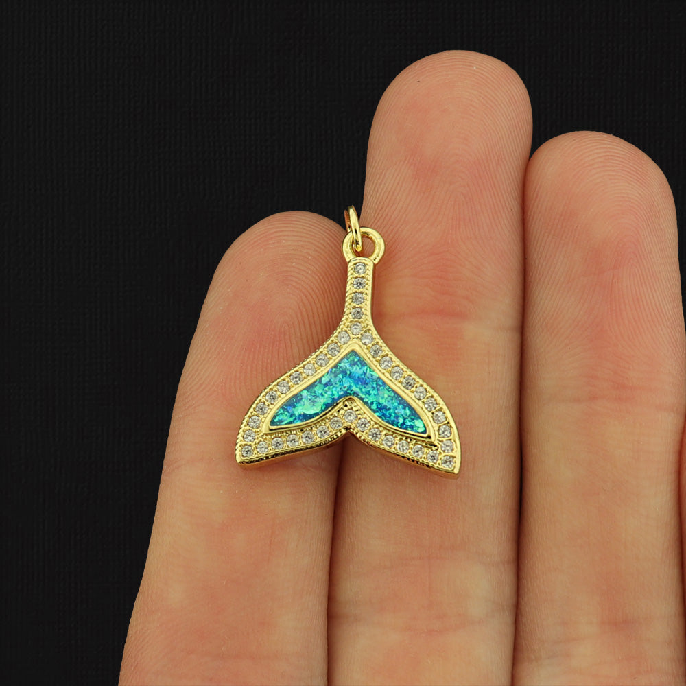 18k Whale Tail Charm - Ocean Pendant - 18k Gold Plated - BR039