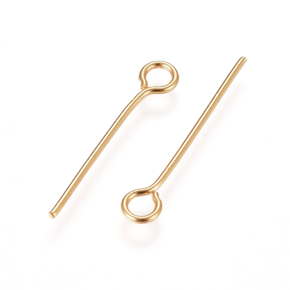 40 Hypoallergenic Gold Stainless Steel Eye Pins - 22 Gauge - Choose Your Length!