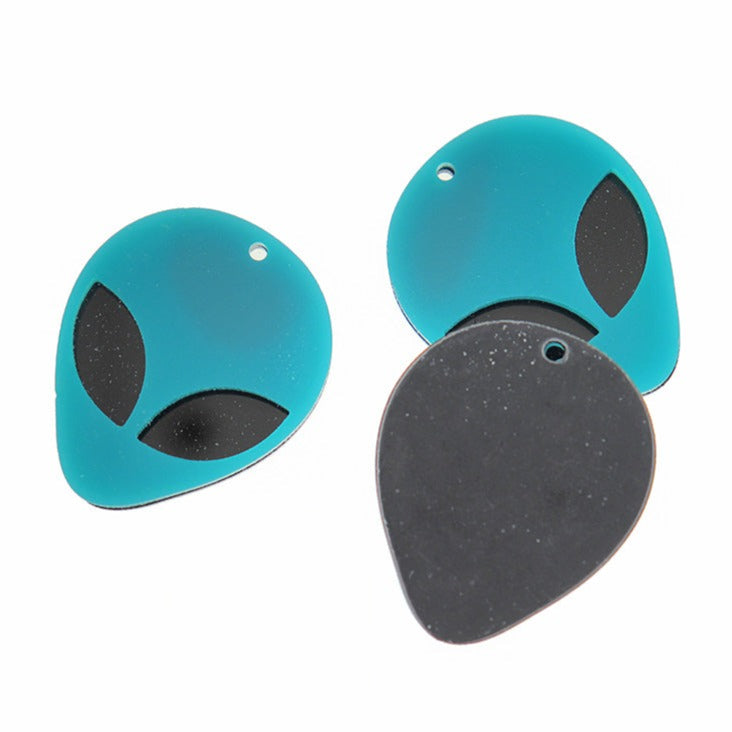 2 Alien Head Acrylic Charms - Choose Your Color!