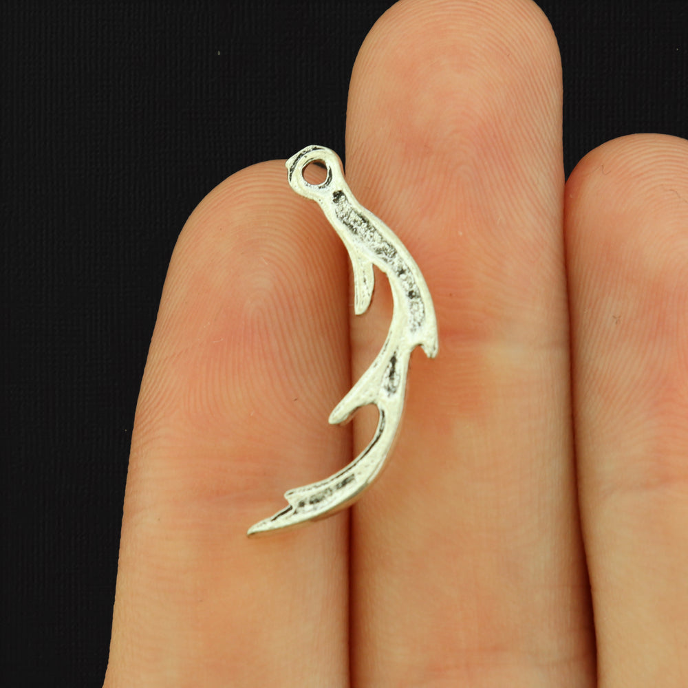 2 Antler Antique Silver Tone Charms - SC300